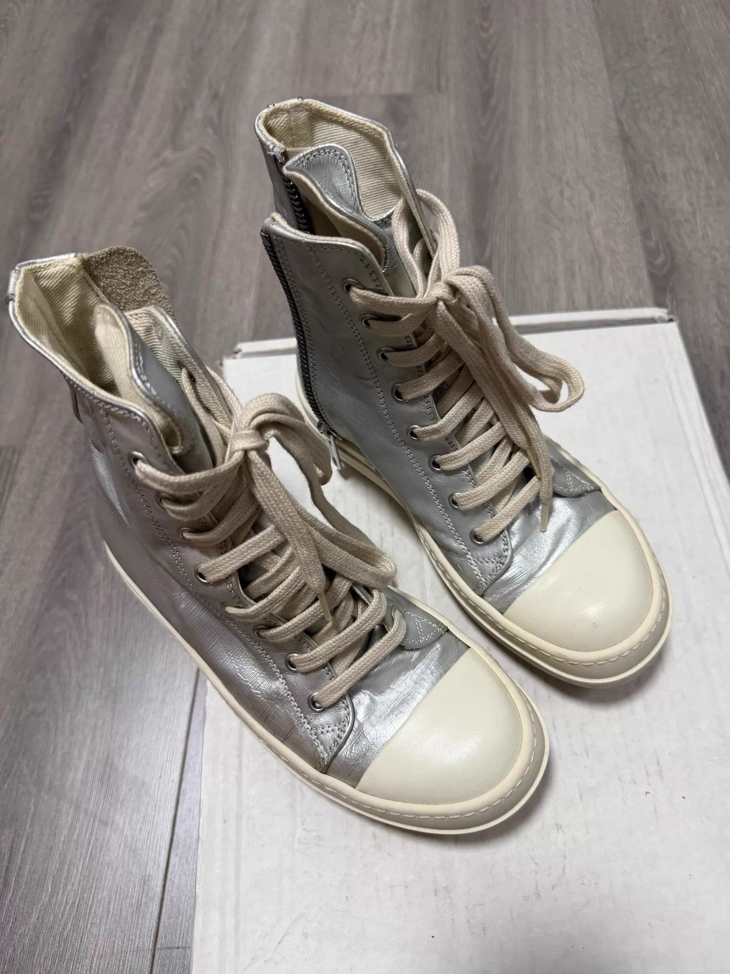 Rick Owens Rick Owens Silver High Top 35 Size US 4.5 / IT 34.5 - 1 Thumbnail
