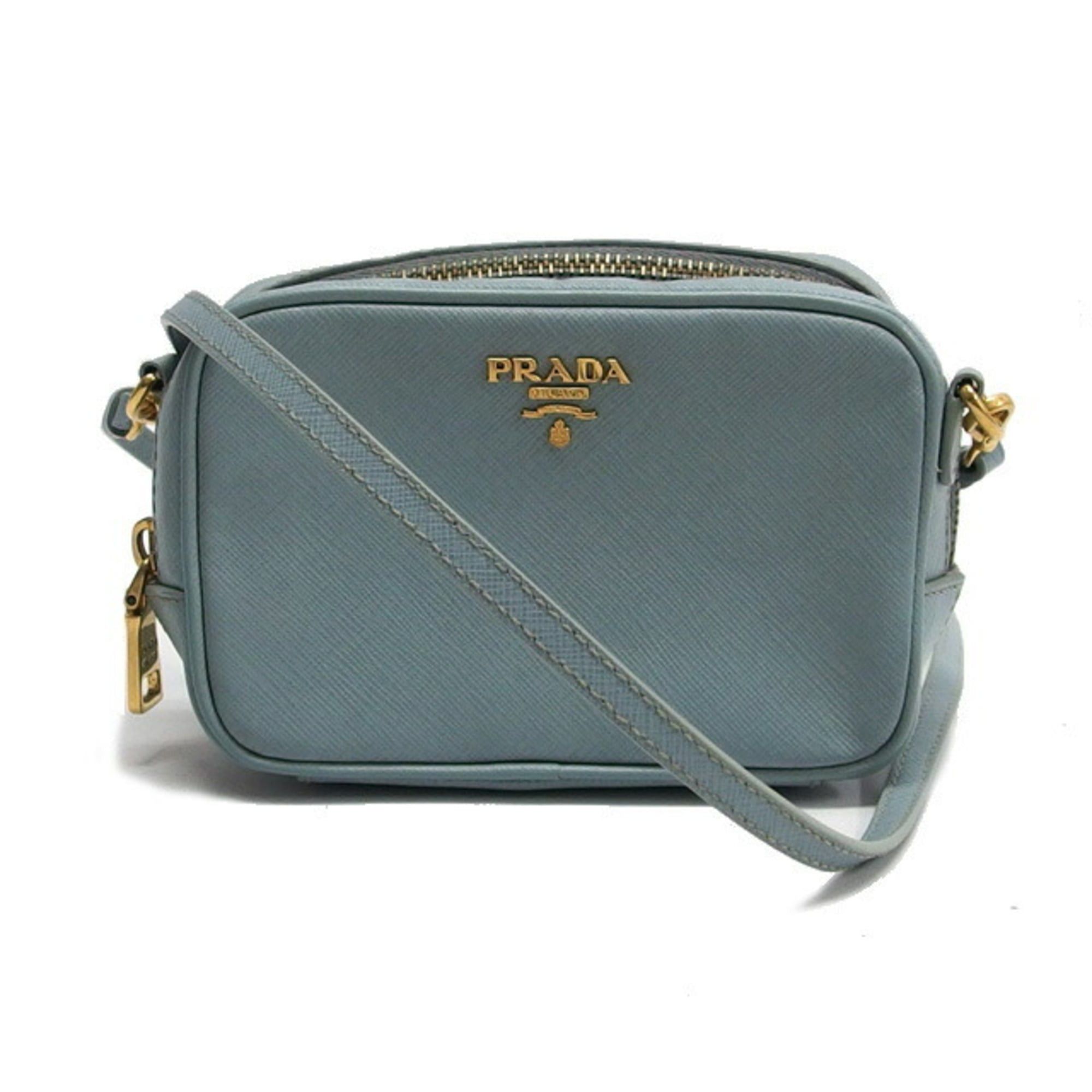 Prada Prada Saffiano Mini Shoulder Bag Light Blue Size ONE SIZE - 1 Thumbnail