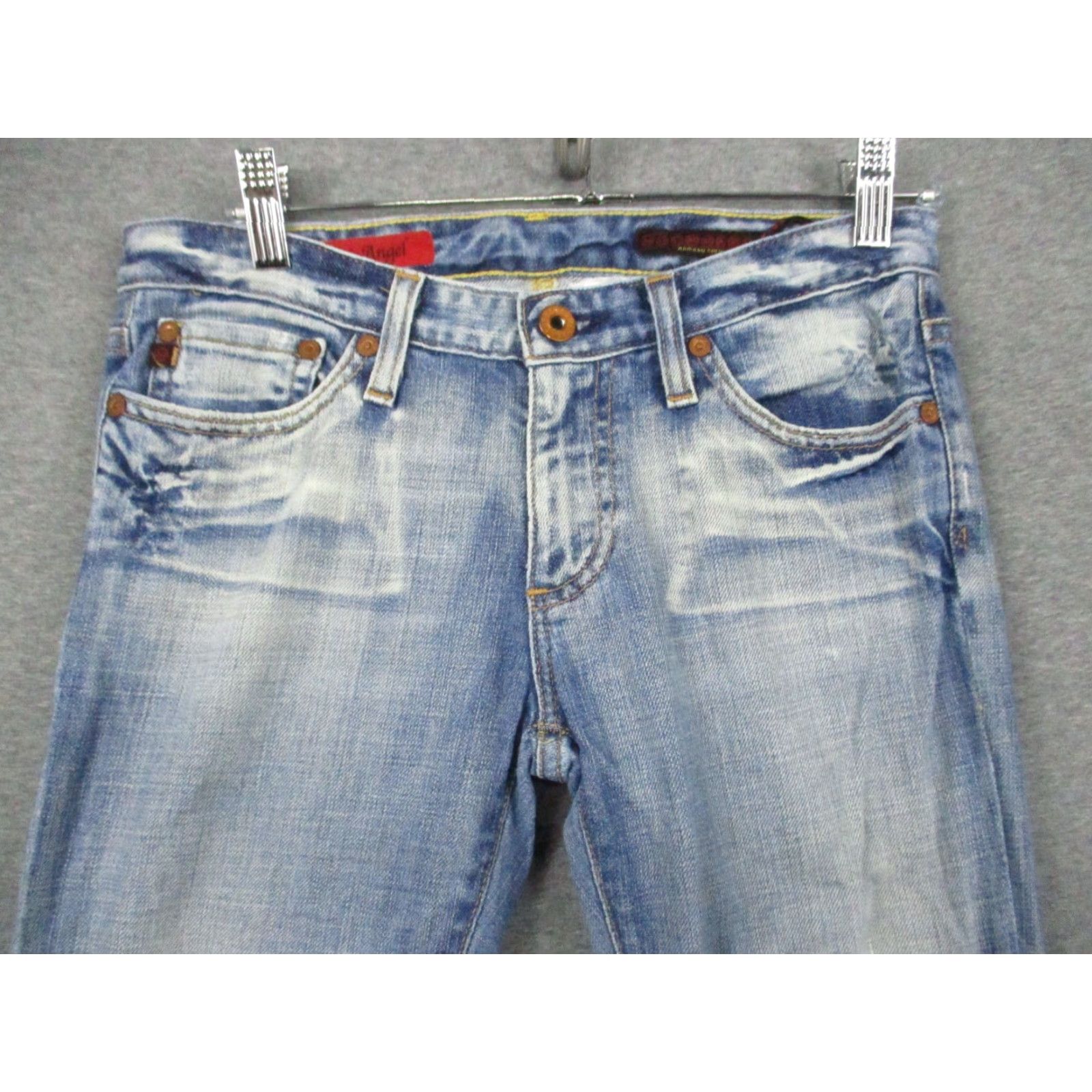 Vintage VINTAGE Adriano Goldschmied Jeans Womens 25 R The Angle Bootcut Blue Acid Wash Distressed Jeans Womens Size 42" / US 20 - 4 Thumbnail