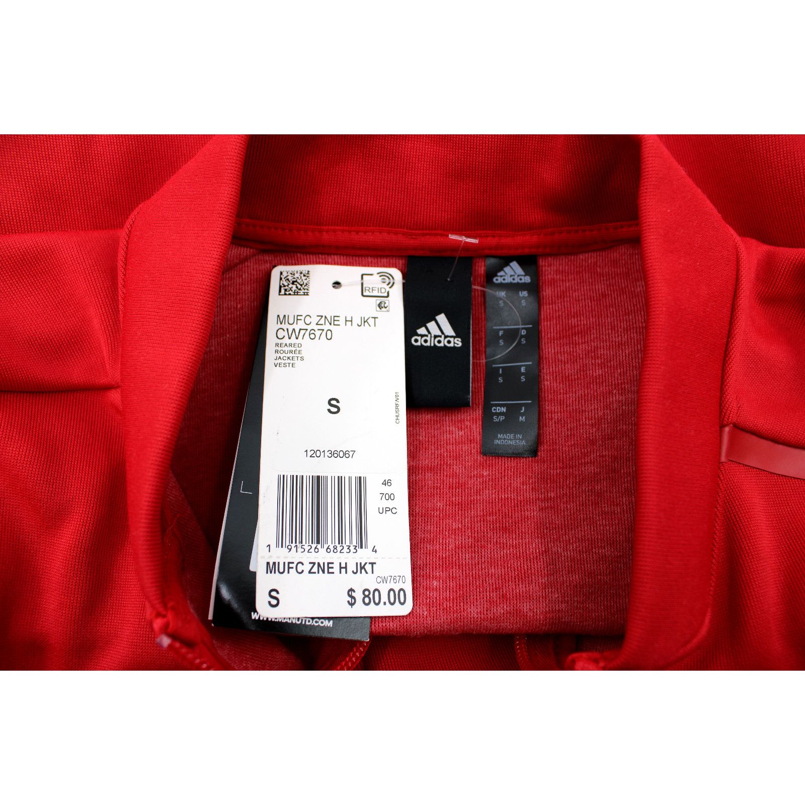 NWT ADIDAS Manchester United Z.N.E. CW7670 Jacket Size S $80