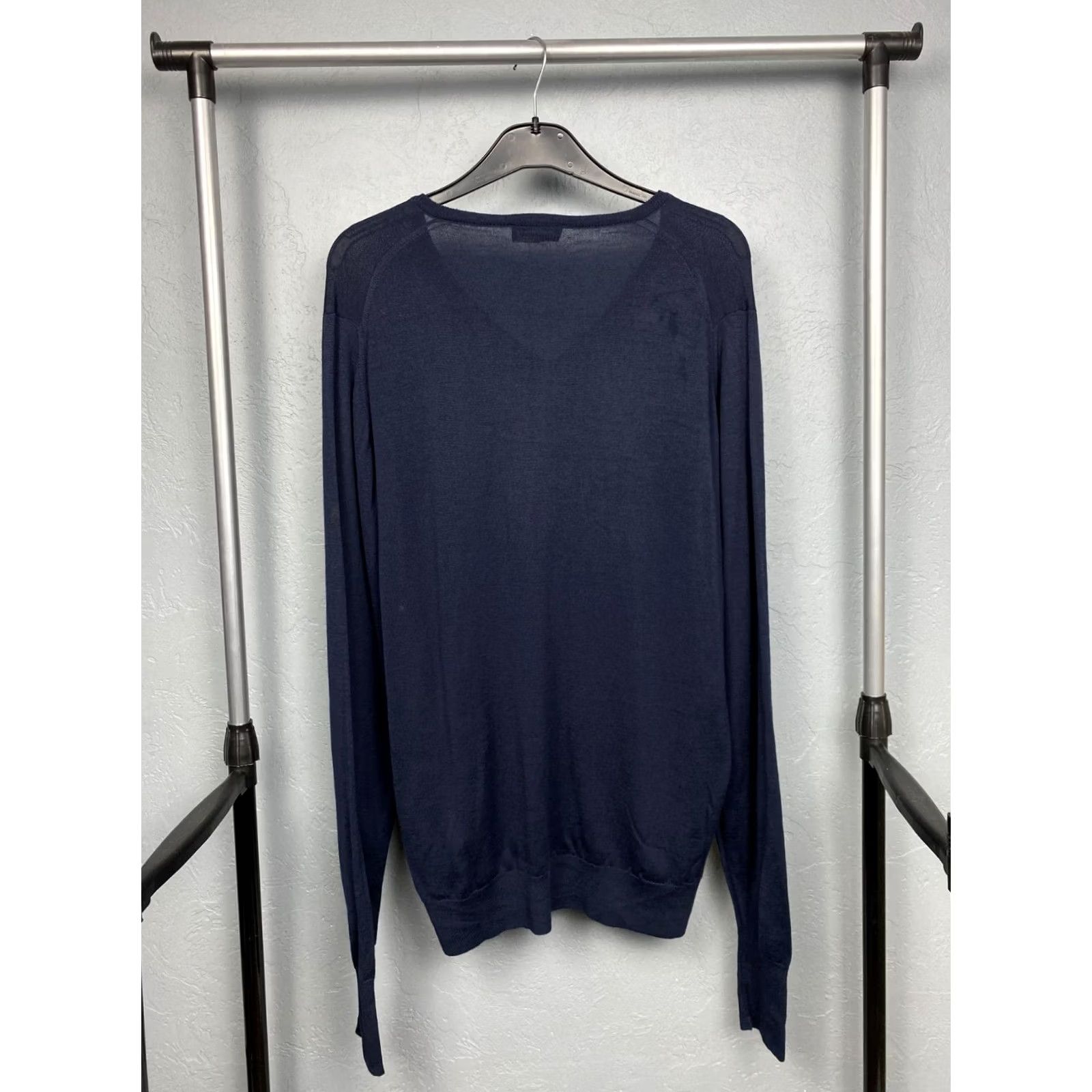 John Smedley VINTAGE John Smedley Mens Sweater Knit Wool V-Neck XL Blue Pullover Wool Knit Cardigan? Size US XL / EU 56 / 4 - 5 Thumbnail