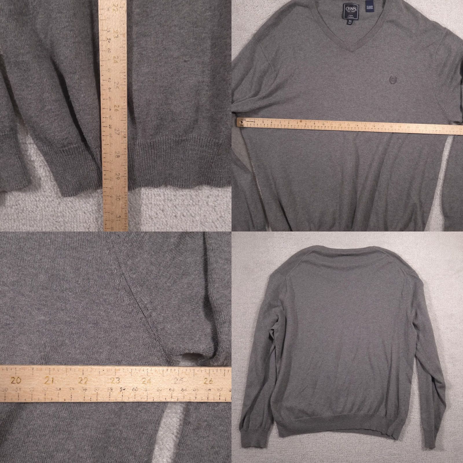 Chaps Chaps Sweater Mens XL Gray Cotton Cashmere V Neck Knit Pullover Classic Size US XL / EU 56 / 4 - 8 Thumbnail