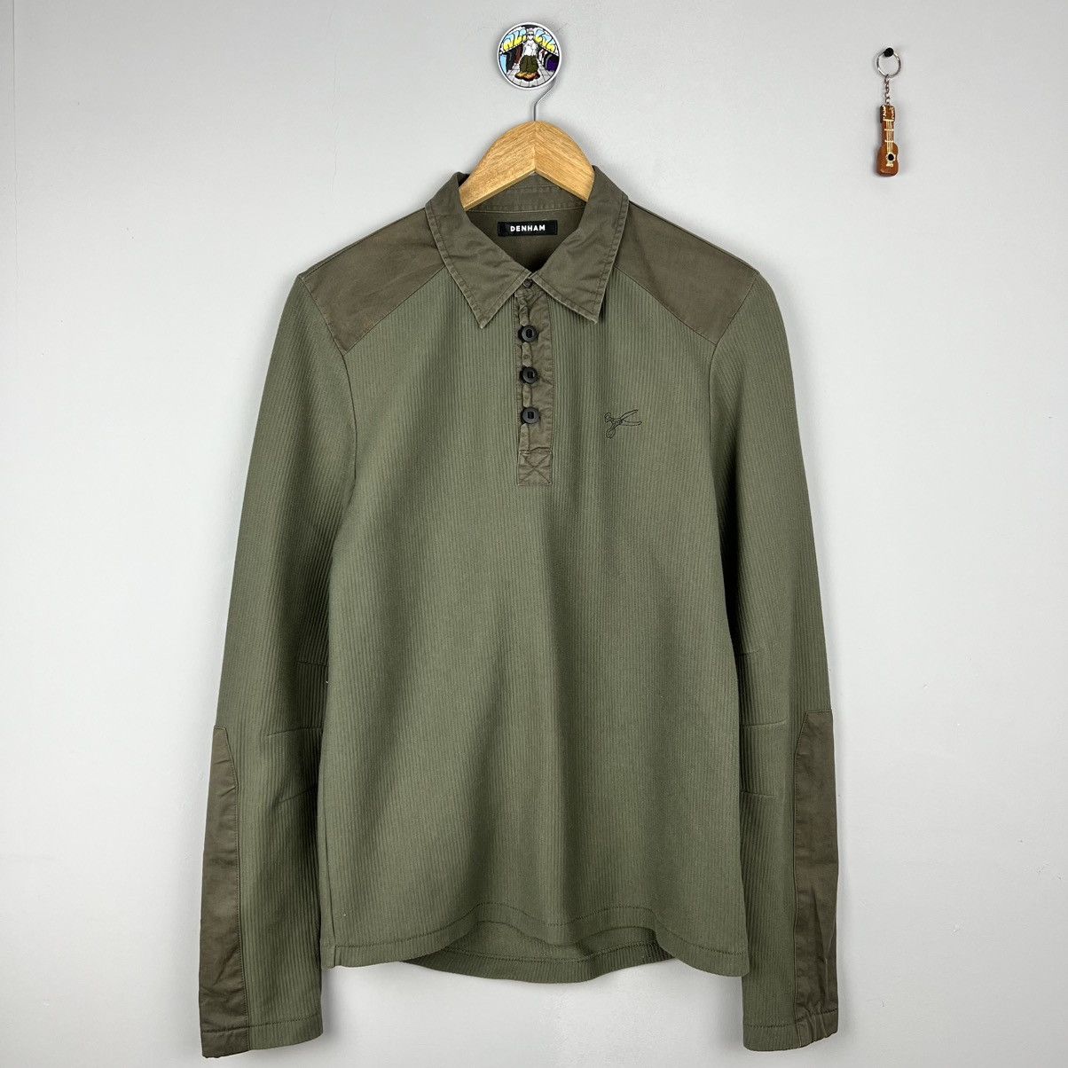 DENHAM × Designer × Japanese Brand Denham Sweater Khaki Longsleeve Polo Japanese Maharishi Size US M / EU 48-50 / 2 - 1 Thumbnail