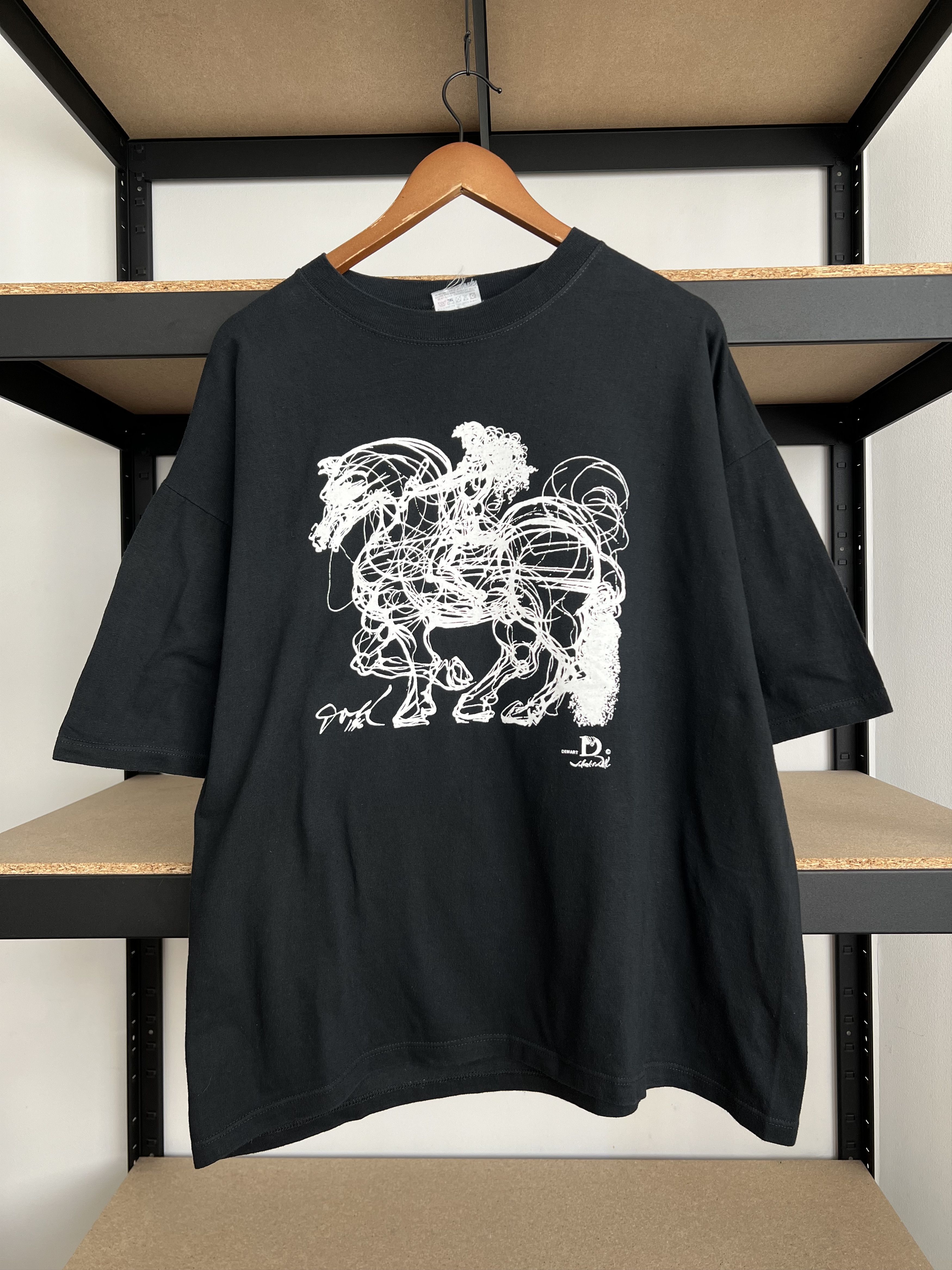 Vintage 1996 Salvador Dali Horse Rider Drawing Art T-shirt