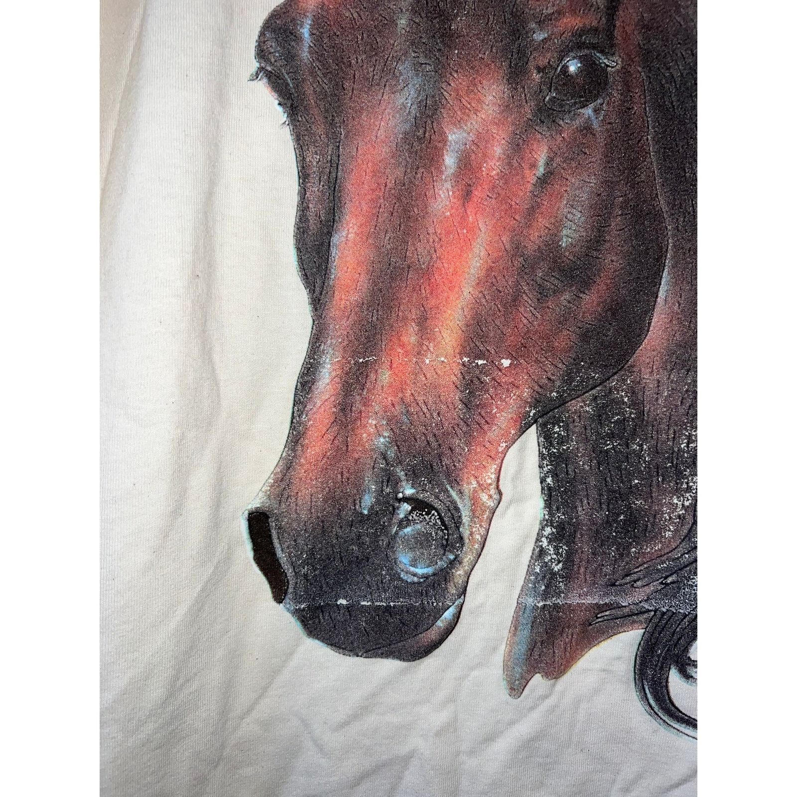 Jerzees 90s Vintage Horse Montana Nature White Shirt Tee VTG 1990s L Size US L / EU 52-54 / 3 - 4 Thumbnail
