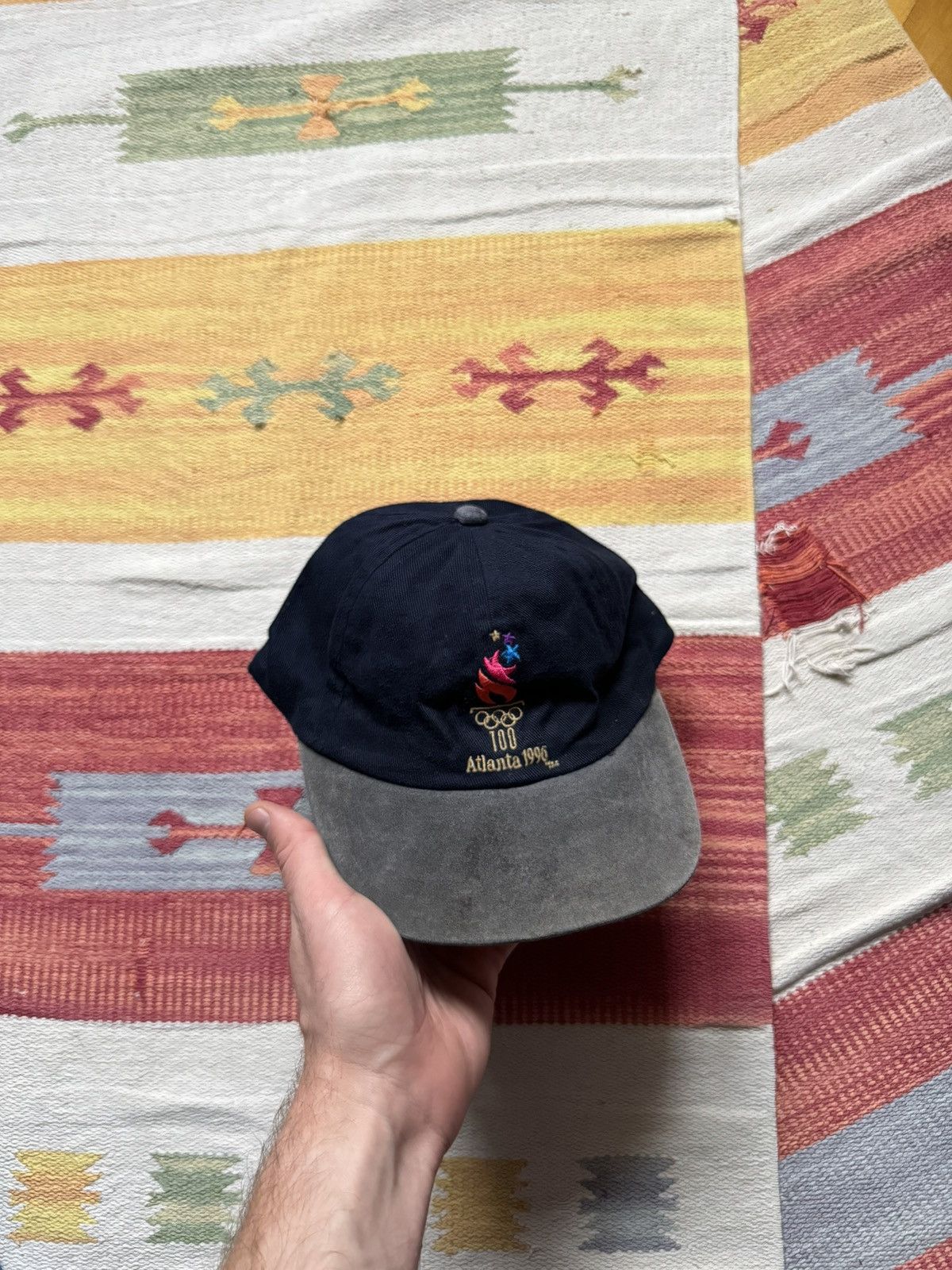 USA Olympics Vintage 90’s Atlanta 1996 Olympic Games Navy Suede Hat Size ONE SIZE - 3 Thumbnail
