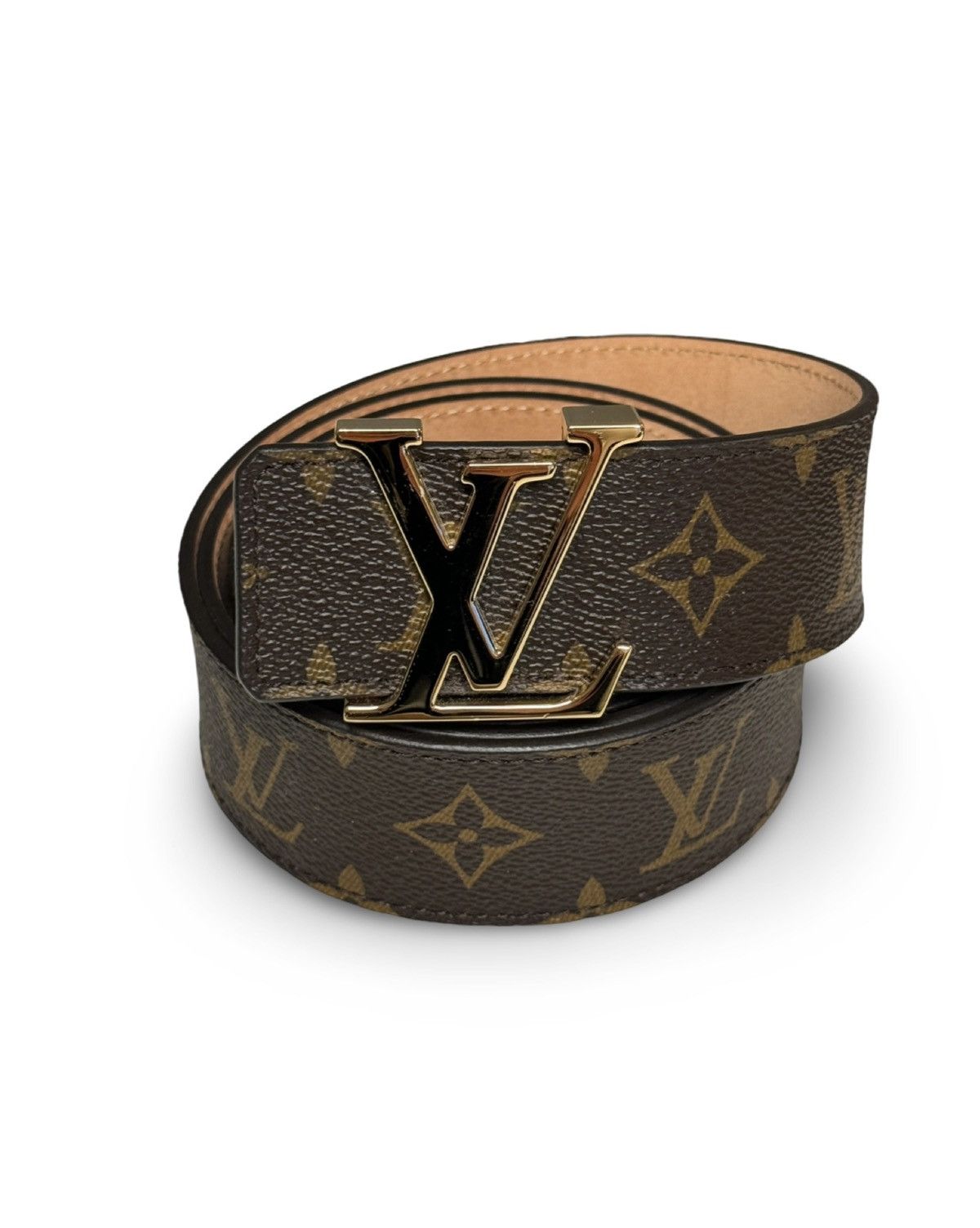 image of Louis Vuitton Brown & Gold Monogram Belt, Men's (Size 36)