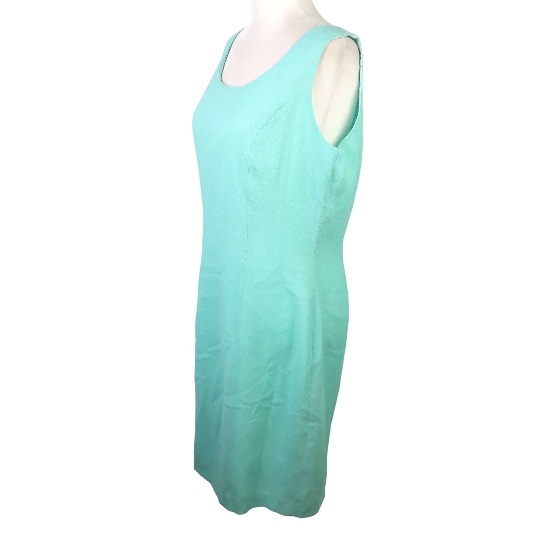 Vintage VINTAGE Georgiou Turquoise Blue Knee Length A-Line Dress 10 Women 90s Party Workwear Sleeveless Polyester Zip Spring Summer Mens Womens Girls? Size L / US 10 / IT 46 - 3 Thumbnail