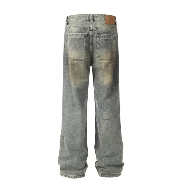 VIBE Men's heavy washed distressed straight punk ripped jeans Size US 32 / EU 48 - 3 Thumbnail