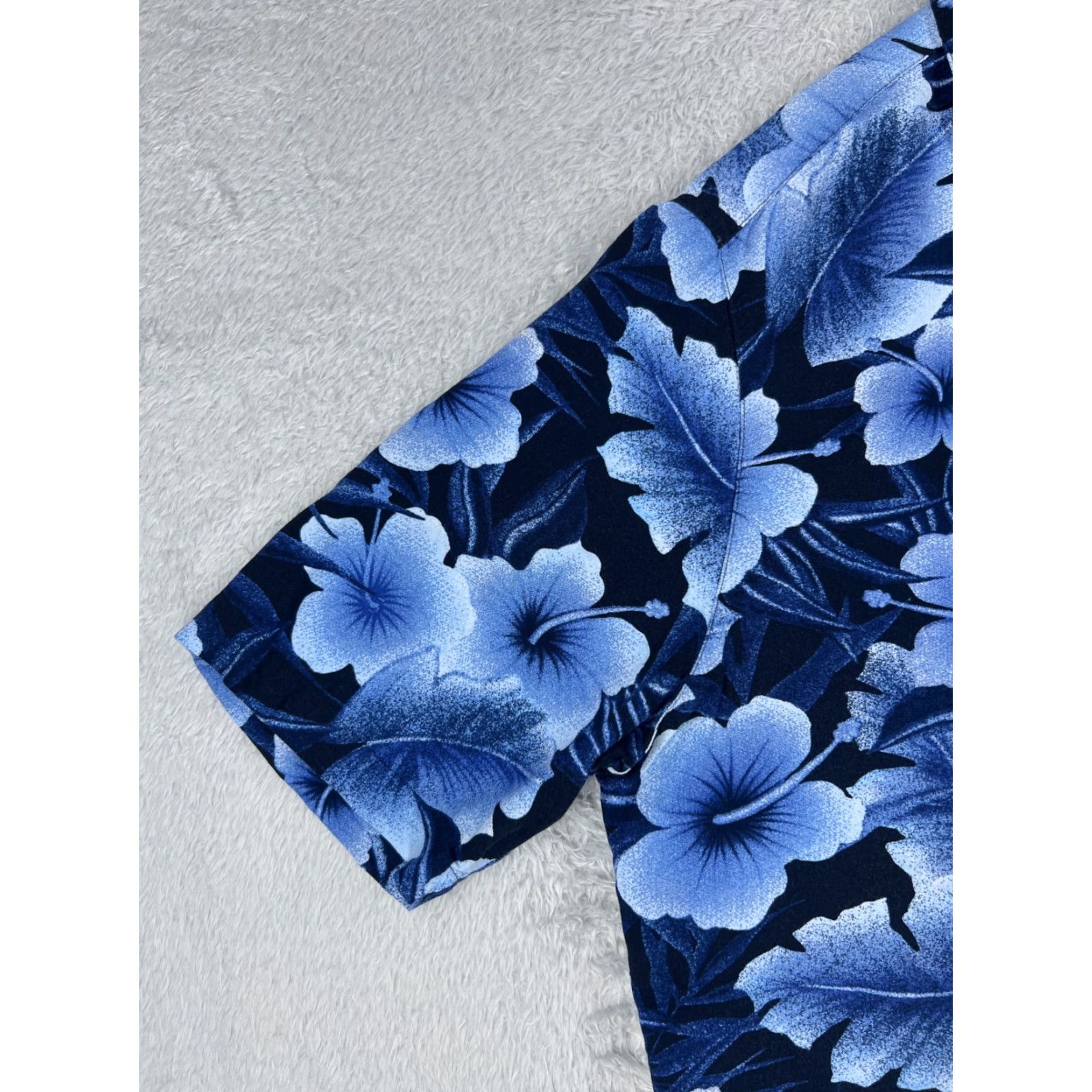 George George Men's Hawaiian Button-Up Shirt 2XL Blue Floral Rayon Short Sleeve Casual Size US XXL / EU 58 / 5 - 3 Thumbnail