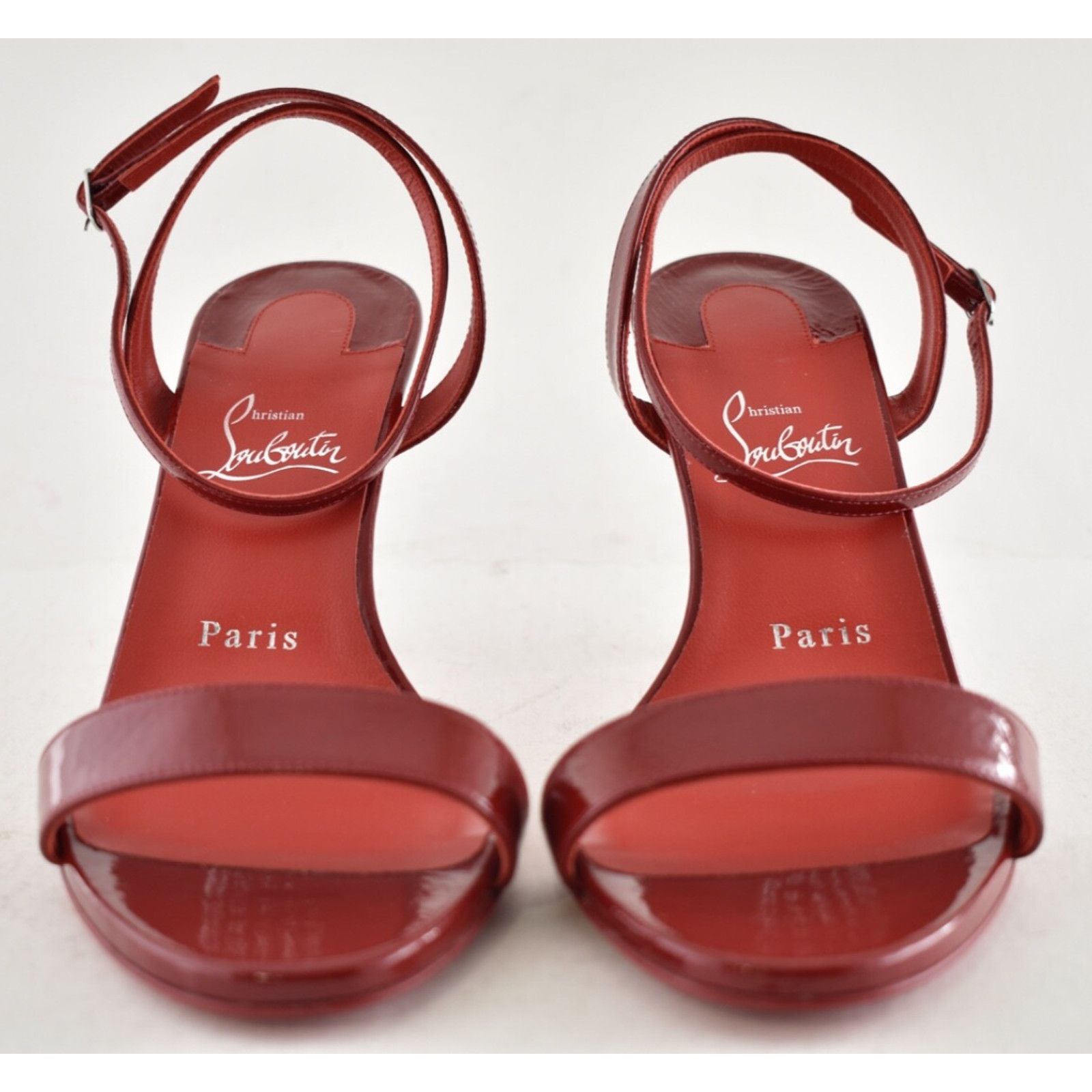 Christian Louboutin Christian Louboutin Loubigirl 85 Loubi Red Pat Ankle Strap Size US 10 / IT 40 - 5 Thumbnail