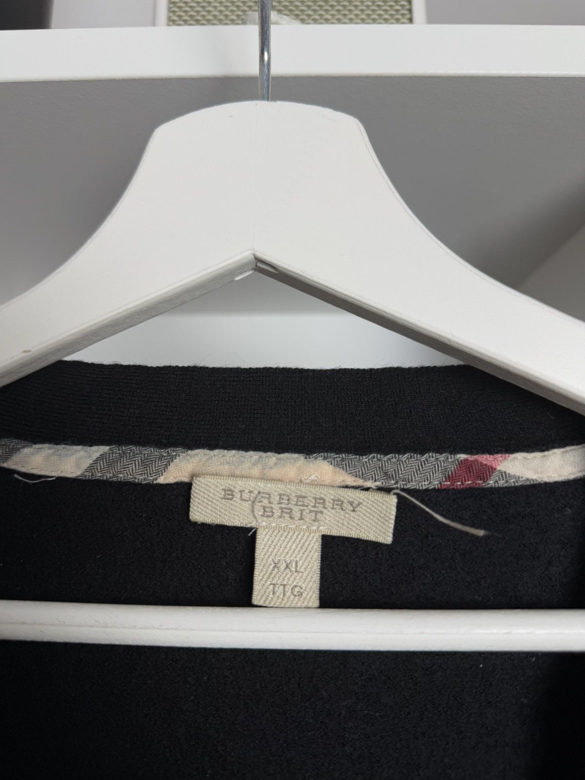 Burberry × Designer Burberry black merino wool nova check patch cardigan sweater Size XXL / US 16-18 / IT 52-54 - 6 Thumbnail