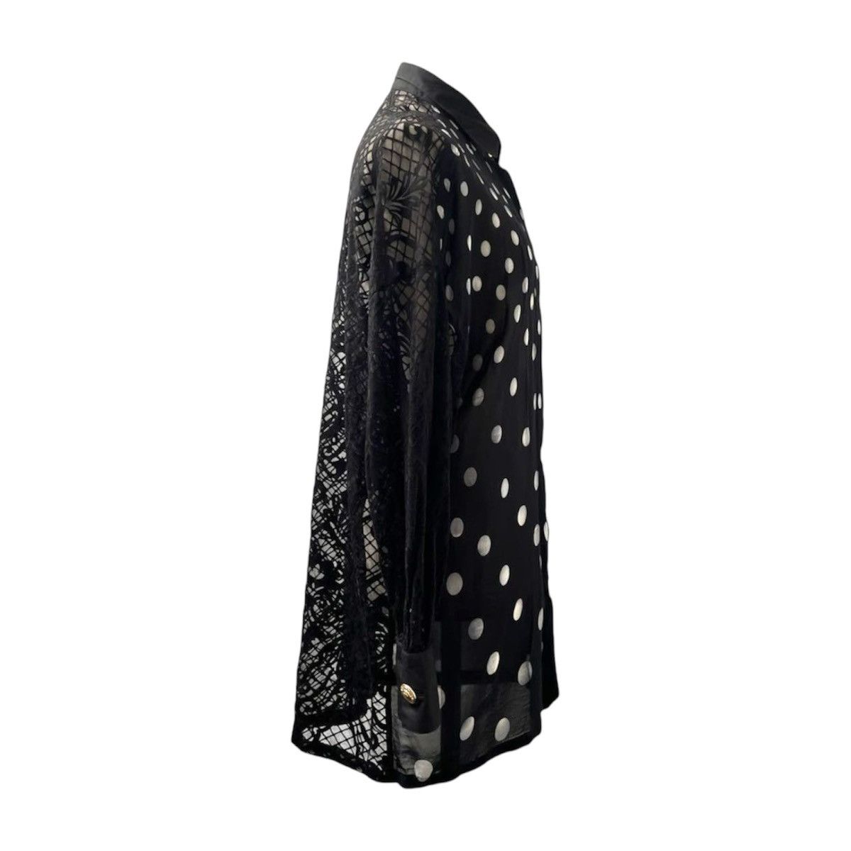 Versace × Vintage Vintage Gianni Versace Polka Dot Lace Tunic Shirt Size S / US 4 / IT 40 - 4 Thumbnail