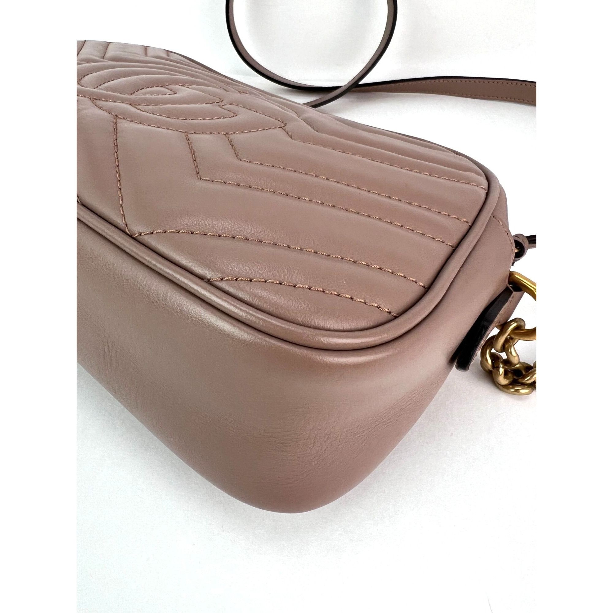 Gucci Gucci GG Marmont Small Chain Beige Matelasse Leather Crossbo Size ONE SIZE - 10 Thumbnail