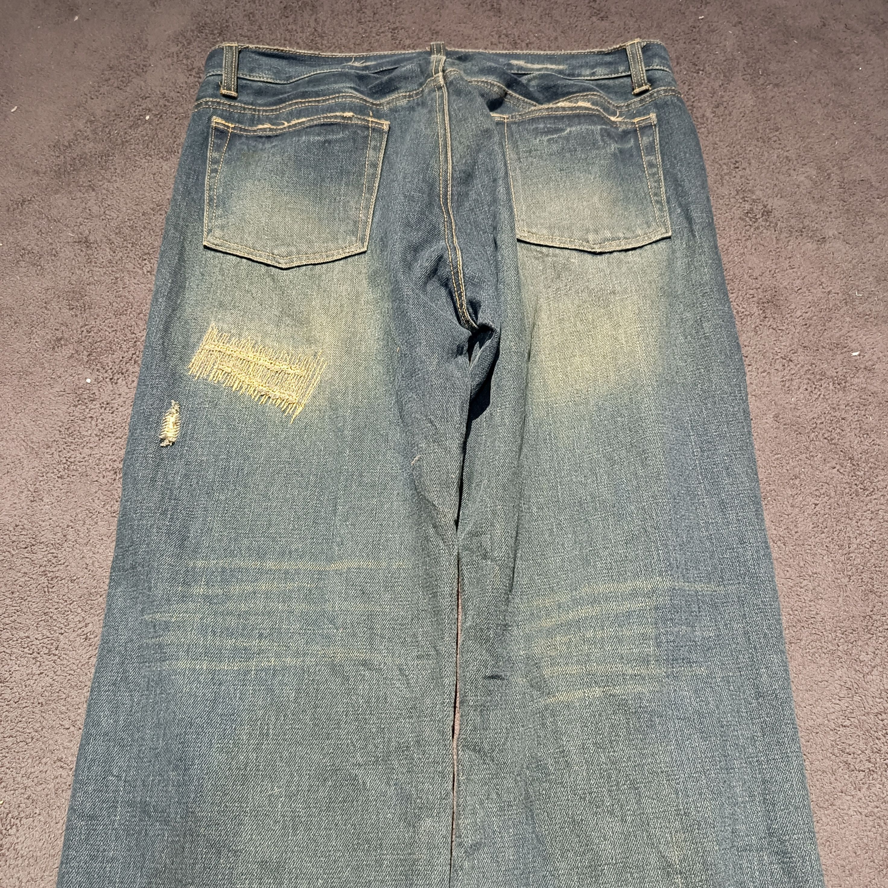 If Six Was Nine × Japanese Brand 🇯🇵 Y2k Japanese Ripped Denim Size US 34 / EU 50 - 4 Thumbnail