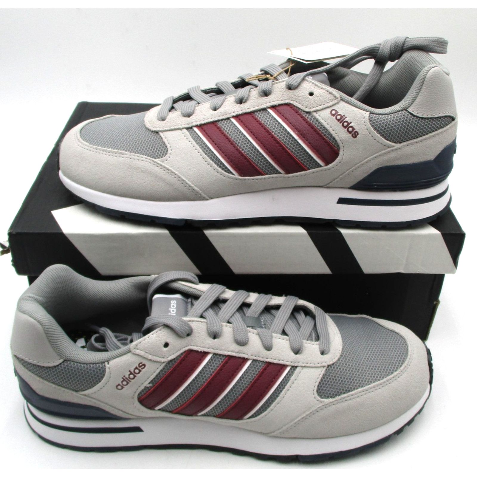 Adidas Adidas Run 80s Mens Size 10.5 Gray Burgundy Suede Sneakers Size US 10 / EU 43 - 3 Thumbnail