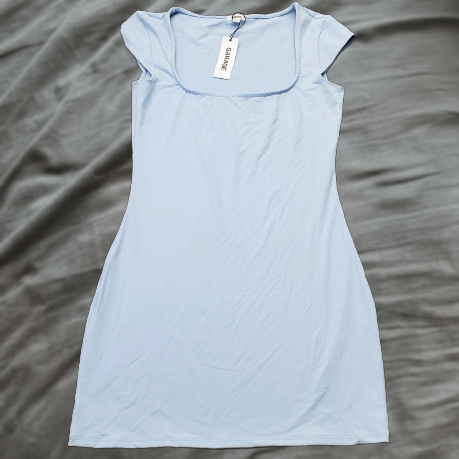 Garage Garage Mini Dress Womens PS Blue Stretch Square Neck Cap Sleeve Short Short Dress Size S / US 4 / IT 40 - 1 Thumbnail