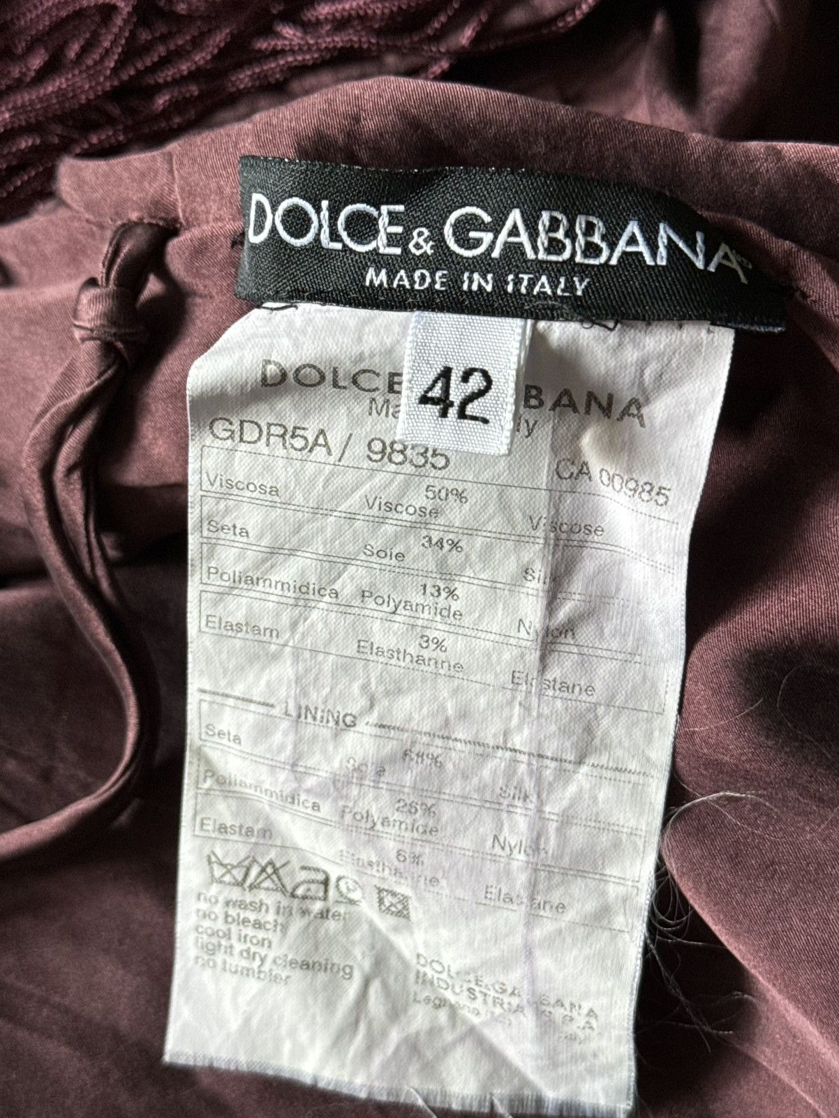 Dolce & Gabbana Runway Dolce and Gabbana Bordeaux Silk Fringe Dress Size M / US 6-8 / IT 42-44 - 5 Thumbnail