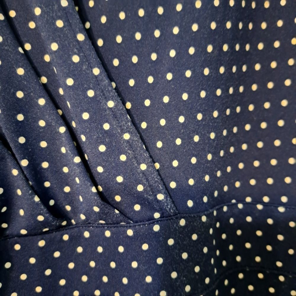 Other Talbots Polka Dot Print Faux Wrap Stretch Fabric Navy/White Size 3XL / US 20-22 - 4 Thumbnail