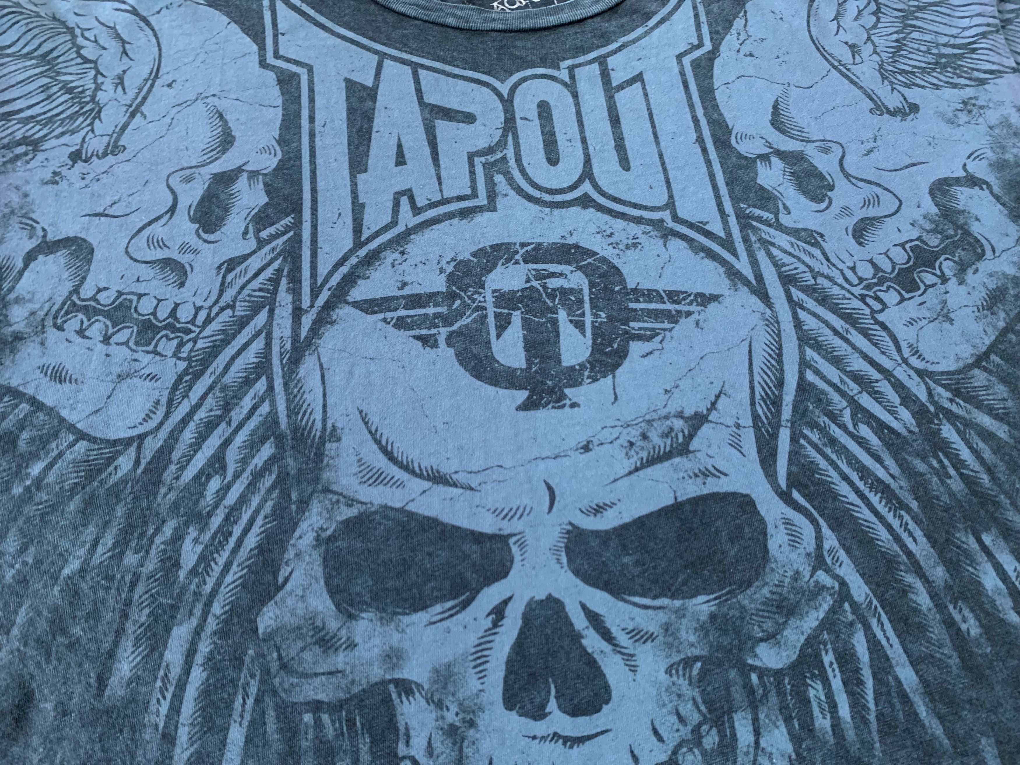 Affliction × Tapout Tapout Black Affliction Skull Rare All Over Print T Shirt Size US XL / EU 56 / 4 - 7 Thumbnail