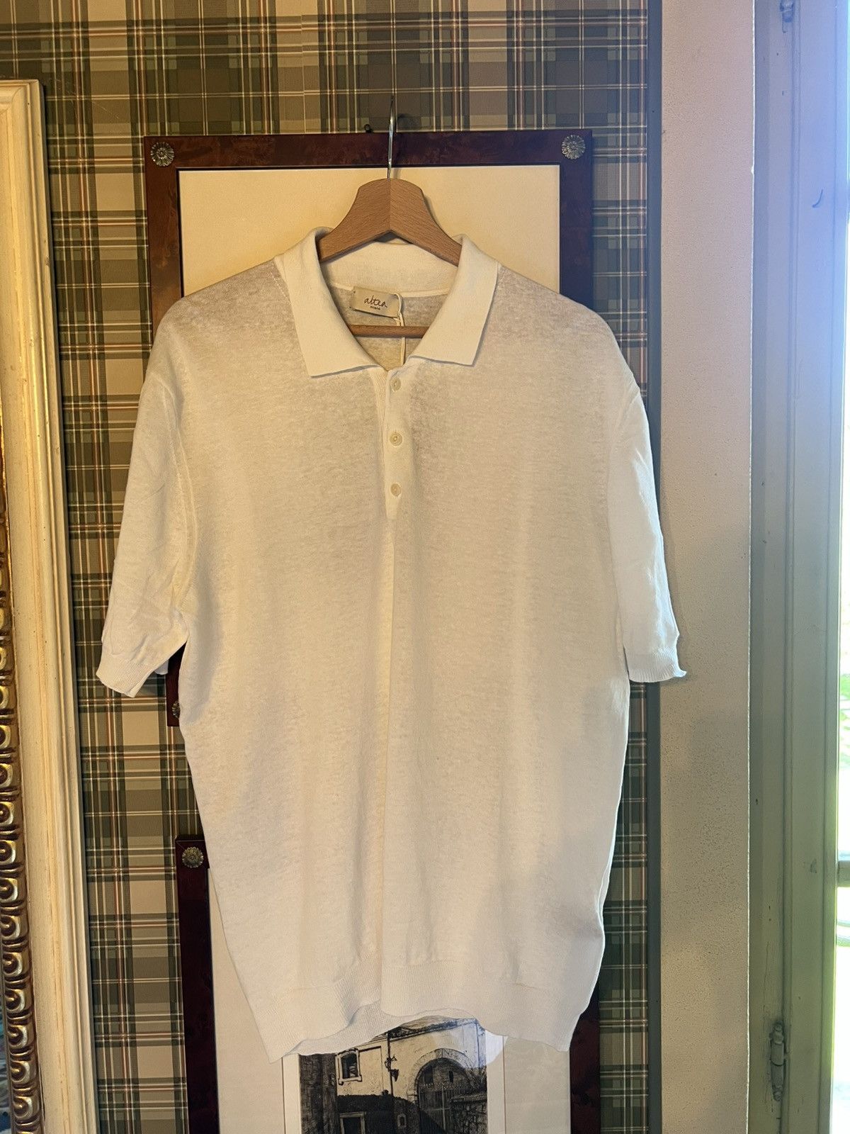 Altea Altea linen Polo with Button in white Size US L / EU 52-54 / 3 - 2 Thumbnail