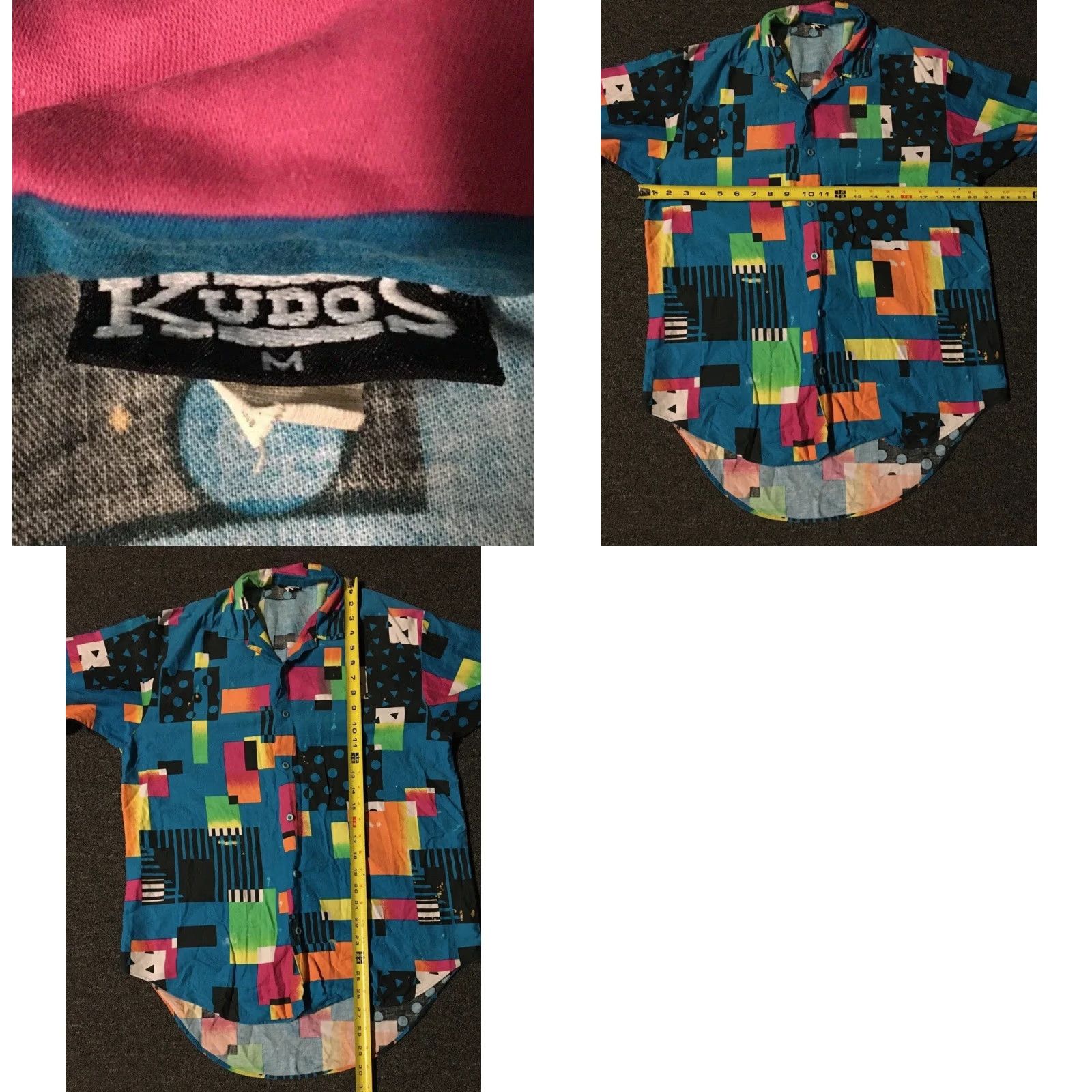 Vintage Vtg 90s Abstract Art Faded Distress All Over Print Button Down Shirt M Blue Mens Short Sleeve Nike? Size US M / EU 48-50 / 2 - 8 Thumbnail