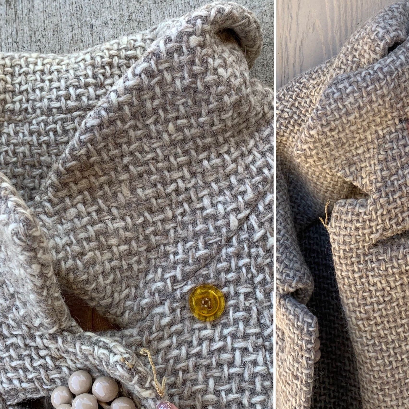Vintage VINTAGE Union Label 1950s Coat Ladies Wool Tweed M/L Beige Rockabilly USA" Size M / US 6-8 / IT 42-44 - 5 Thumbnail