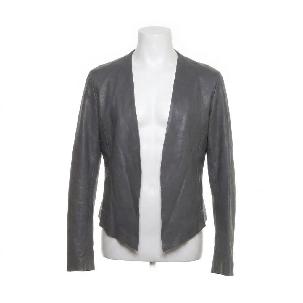 Ovate Leather Jacket Minimal Open Front XS Dark Gray Size US XS / EU 42 / 0 - 2 Thumbnail