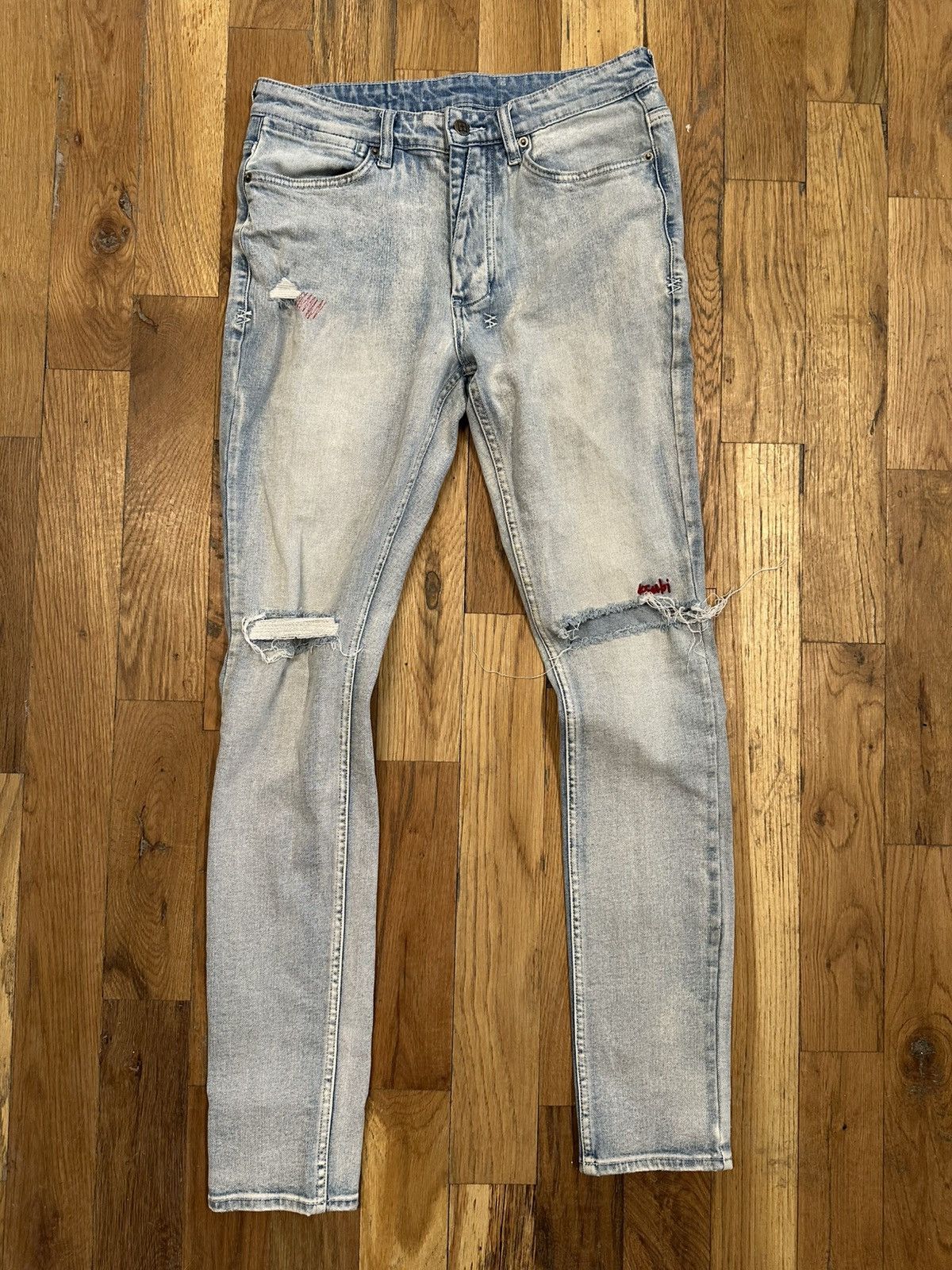 Ksubi Ksubi Knee Rip Red Spell Light Blue Denim Jeans Size 32 Size US 32 / EU 48 - 1 Thumbnail