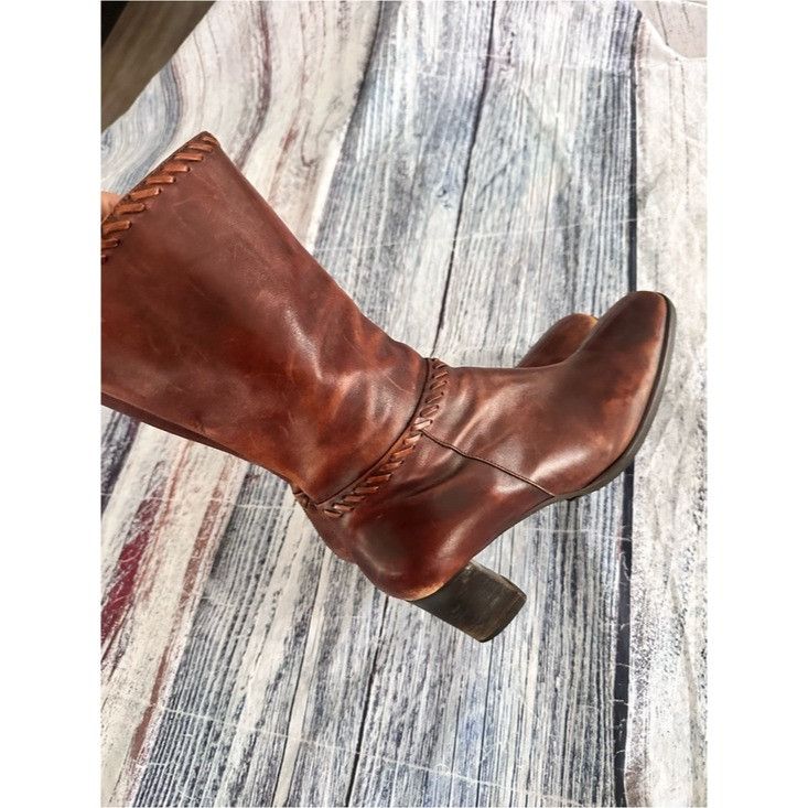 Other Vintage Caroline Biss Brown Leather Mid-Calf Boots Size US 10 / IT 40 - 5 Thumbnail