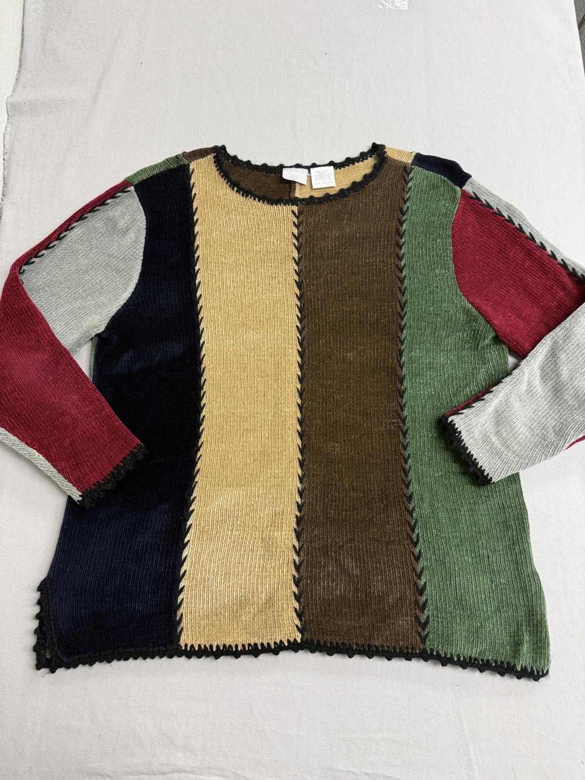 Blair Blair Womens Sweater Hippie Vertical Panels Colorful - L Size L / US 10 / IT 46 - 1 Thumbnail