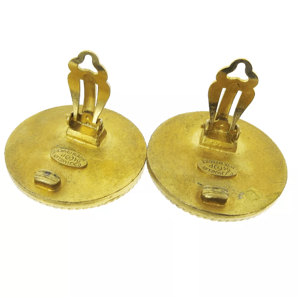 Chanel CHANEL CC Logos Button Motif Earrings Gold Black Size ONE SIZE - 3 Thumbnail