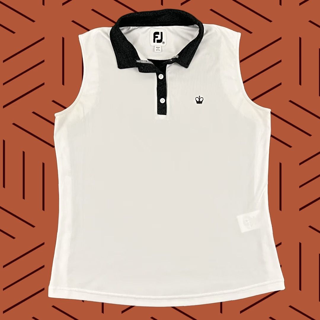 Footjoy FootJoy Polo Shirt Womens M White Sleeveless Tank Kings Creek CC Crown Gray Size M / US 6-8 / IT 42-44 - 1 Thumbnail