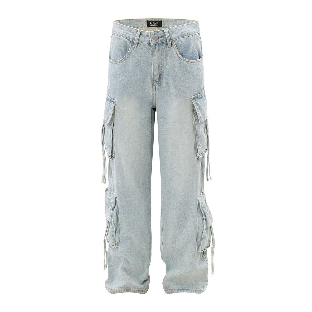 Japanese Brand × Jean Men's trendy multi-pocket loose wide-leg washed work jeans Size US 32 / EU 48 - 1 Thumbnail