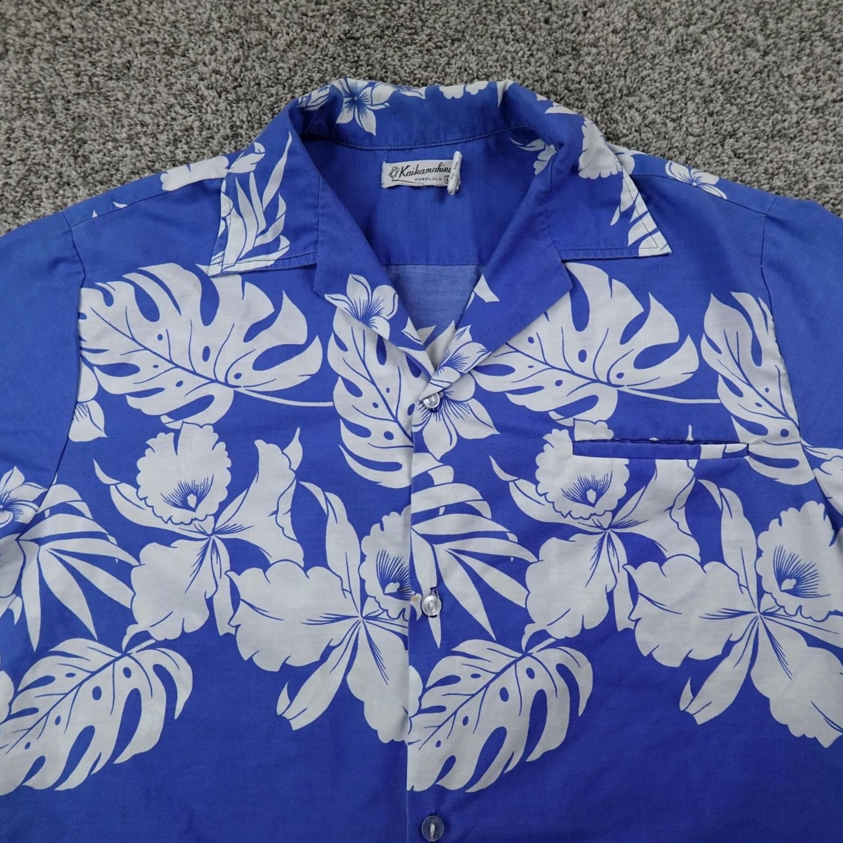 ALOHAS VINTAGE Kaikanahine Shirt Mens L Blue White Floral Hawaiian Aloha Button Up USA Size US L / EU 52-54 / 3 - 3 Thumbnail