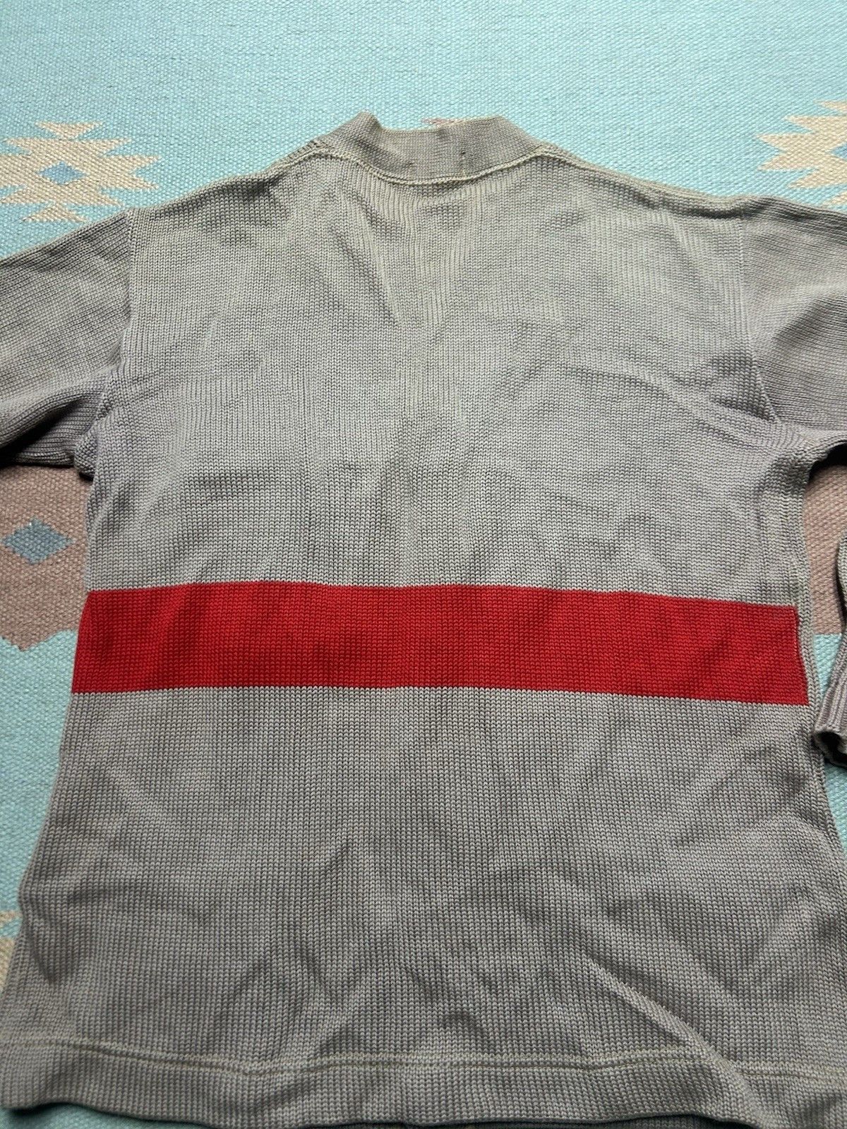 Vintage Vtg 40s wool cardigan sweater Texas 2 tone striped letter L Size US L / EU 52-54 / 3 - 11 Thumbnail