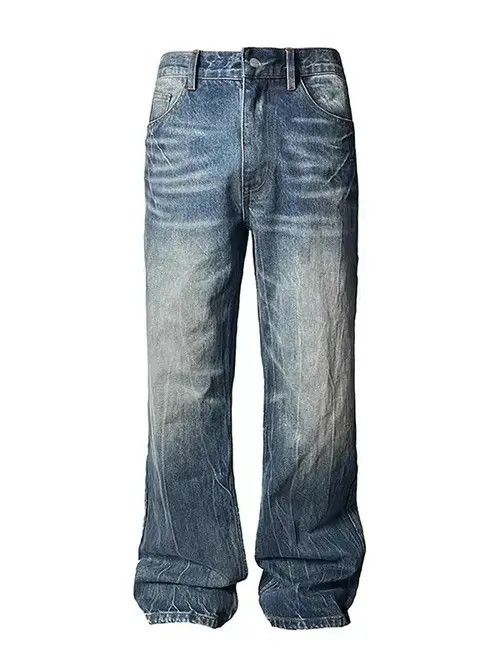 Jean Vintage washed distressed lightning pleat micro-flare jeans Size US 34 / EU 50 - 4 Thumbnail
