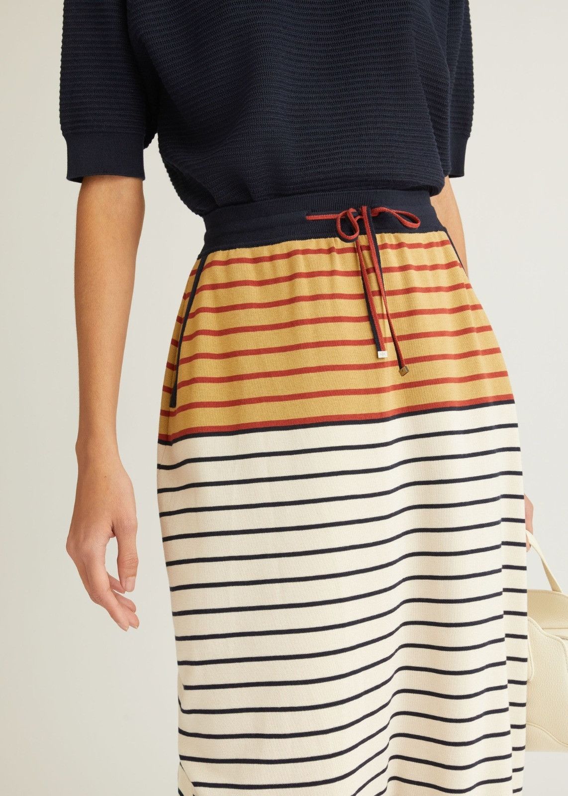 Loro Piana o1srvl11e0824 Sorbonne Stripes Midi Skirt in Multicolor Size 30" / US 8 / IT 44 - 2 Thumbnail