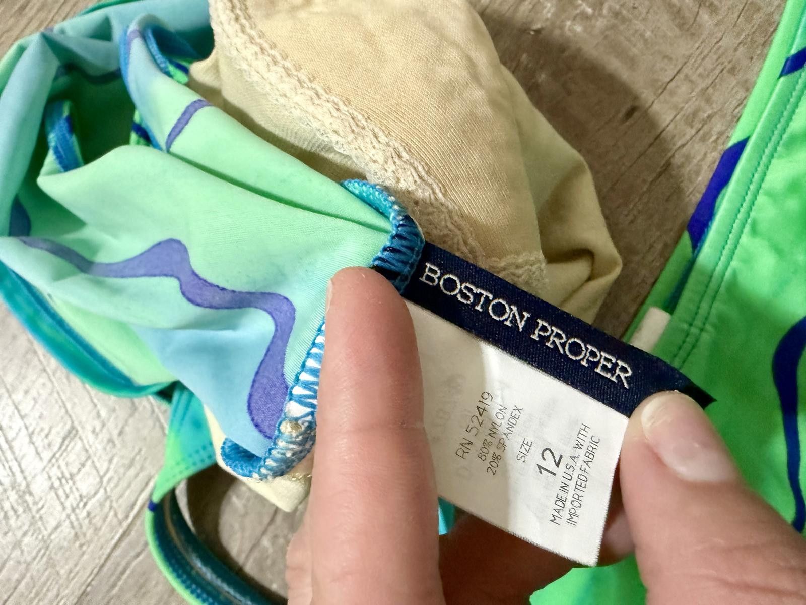 Other Two-Piece Green and Blue Wave Pattern Tankini Swimsuit Size ONE SIZE - 4 Thumbnail