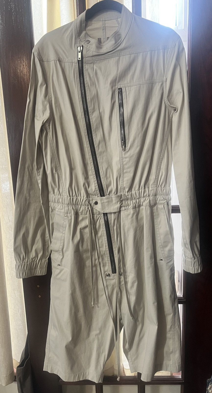 Rick Owens Rick Owens Phlegethon Gary Short Flightsuit In Oyster