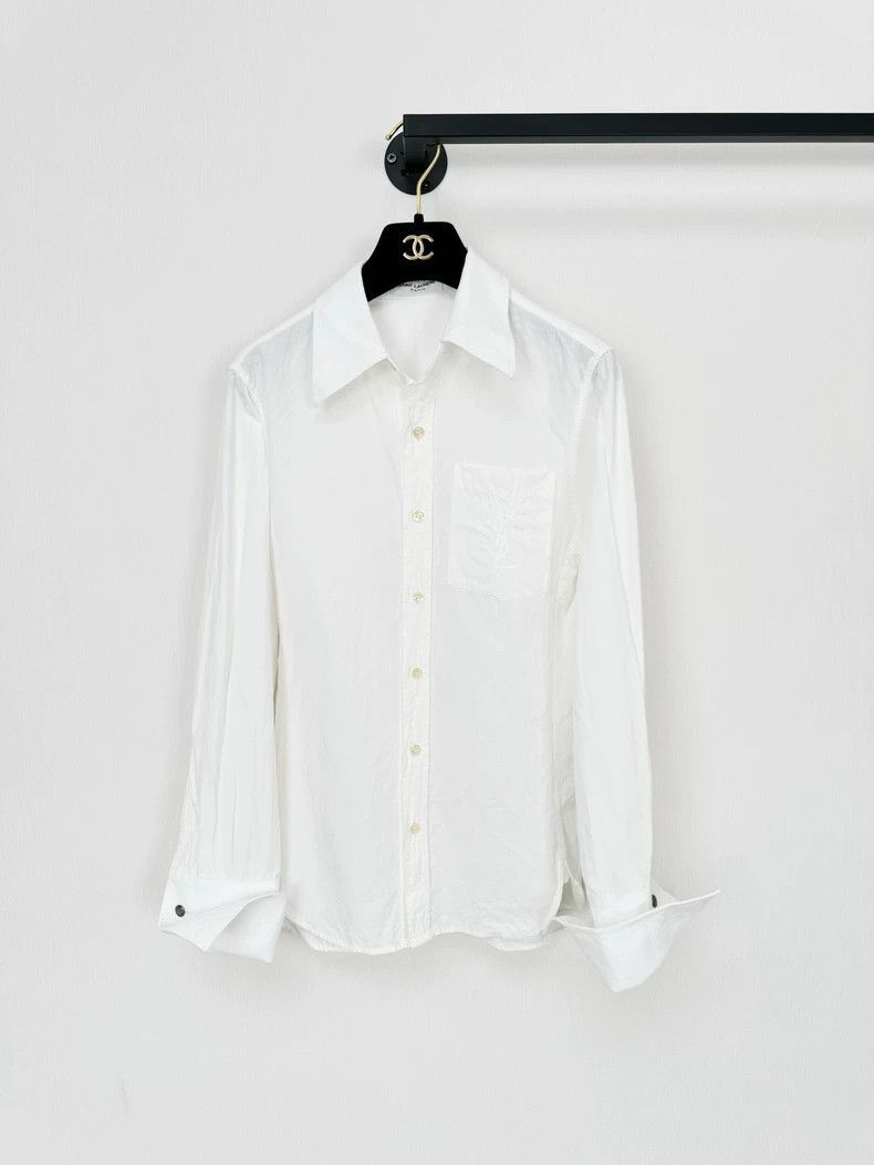 Saint Laurent Paris Elegant Saint Laurent White Embroidered Shirt-2505 Size US XS / EU 42 / 0 - 1 Thumbnail