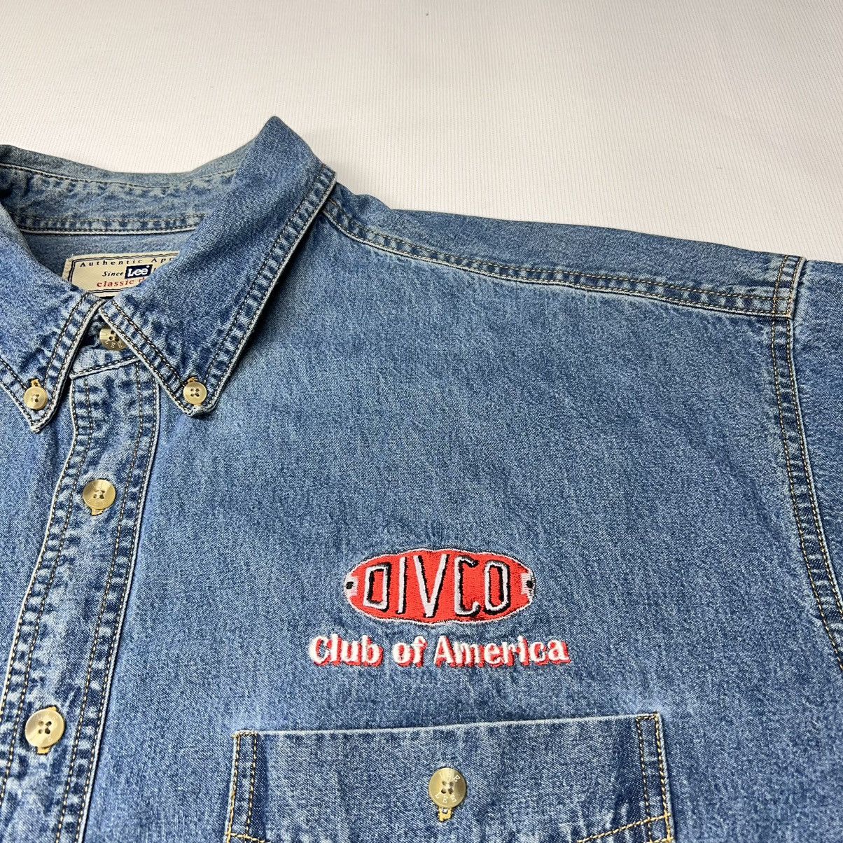 Lee × Vintage VTG Lee Denim Shirt Blue Button Down Embroidered Divco Size US XXL / EU 58 / 5 - 4 Thumbnail