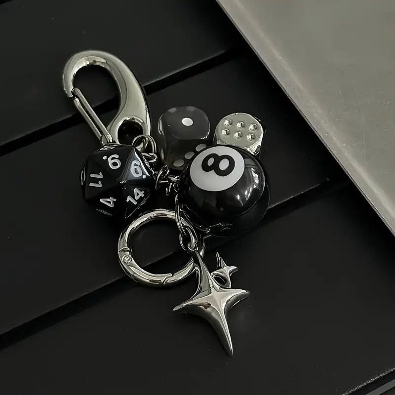 Other Star Dice Black Eight Ball Pendant Ornaments Keychain Size ONE SIZE - 3 Thumbnail