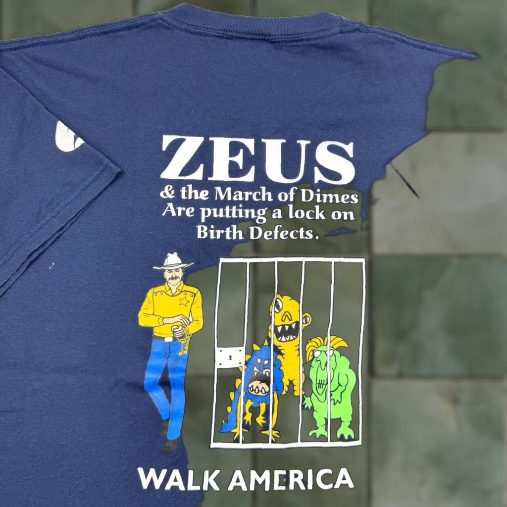 Hanes VINTAGE Hanes T-Shirt Adult XL Blue Cartoon Graphic Anti Birth Defects 90s Y2K Mens Size US XL / EU 56 / 4 - 1 Thumbnail