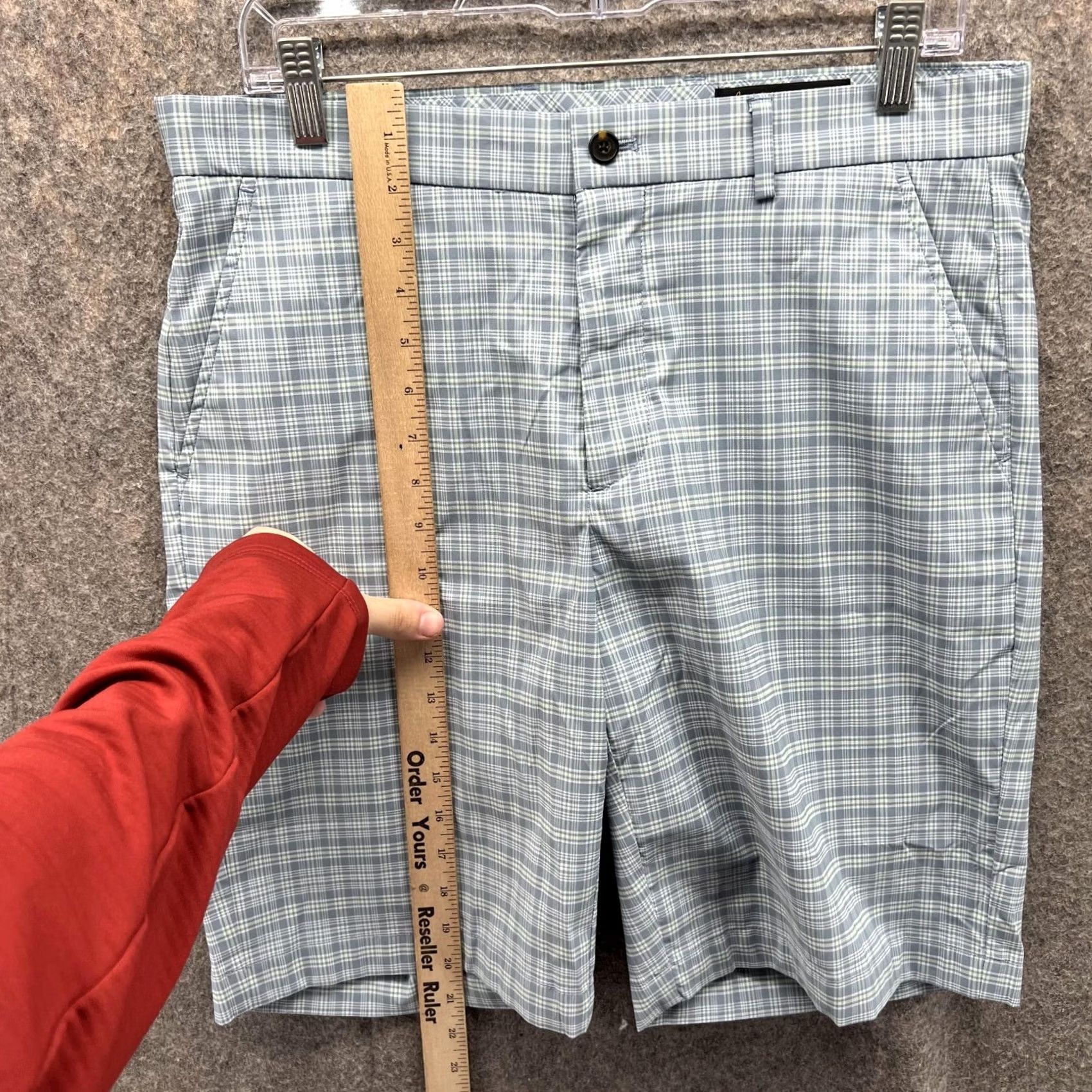 Vintage Greg Norman Shorts Men 32 Blue Chino Flat Polyester Spandex Glen Check Golf Size US 32 / EU 48 - 6 Thumbnail