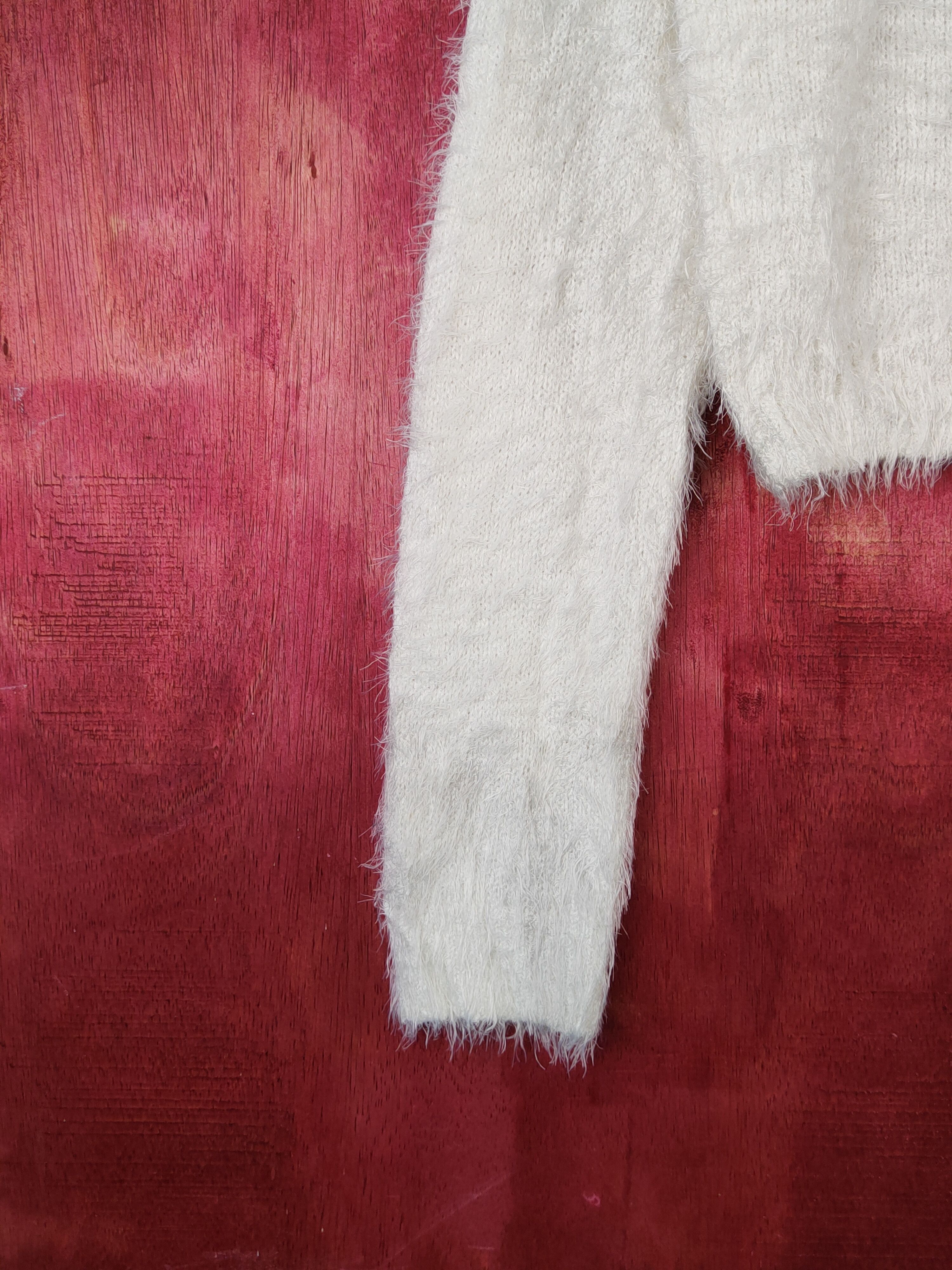 Homespun Knitwear Pinky Girls White Shag Shaggy Fur Mohair Knitwear #S1893 Size M / US 6-8 / IT 42-44 - 4 Thumbnail