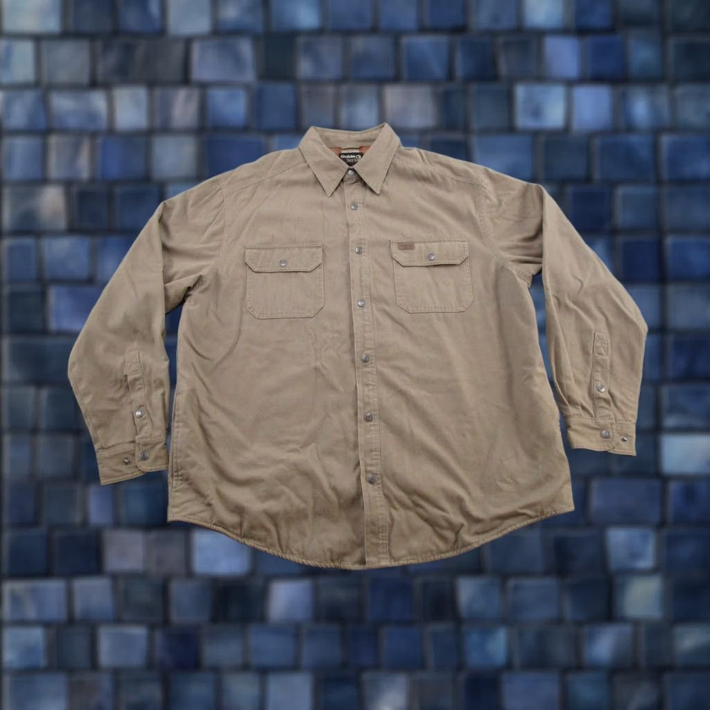 Vintage Guide Series Shacket Mens L Brown Flannel Lined Snap Flap Pocket Shirt Jacket Size US L / EU 52-54 / 3 - 1 Thumbnail