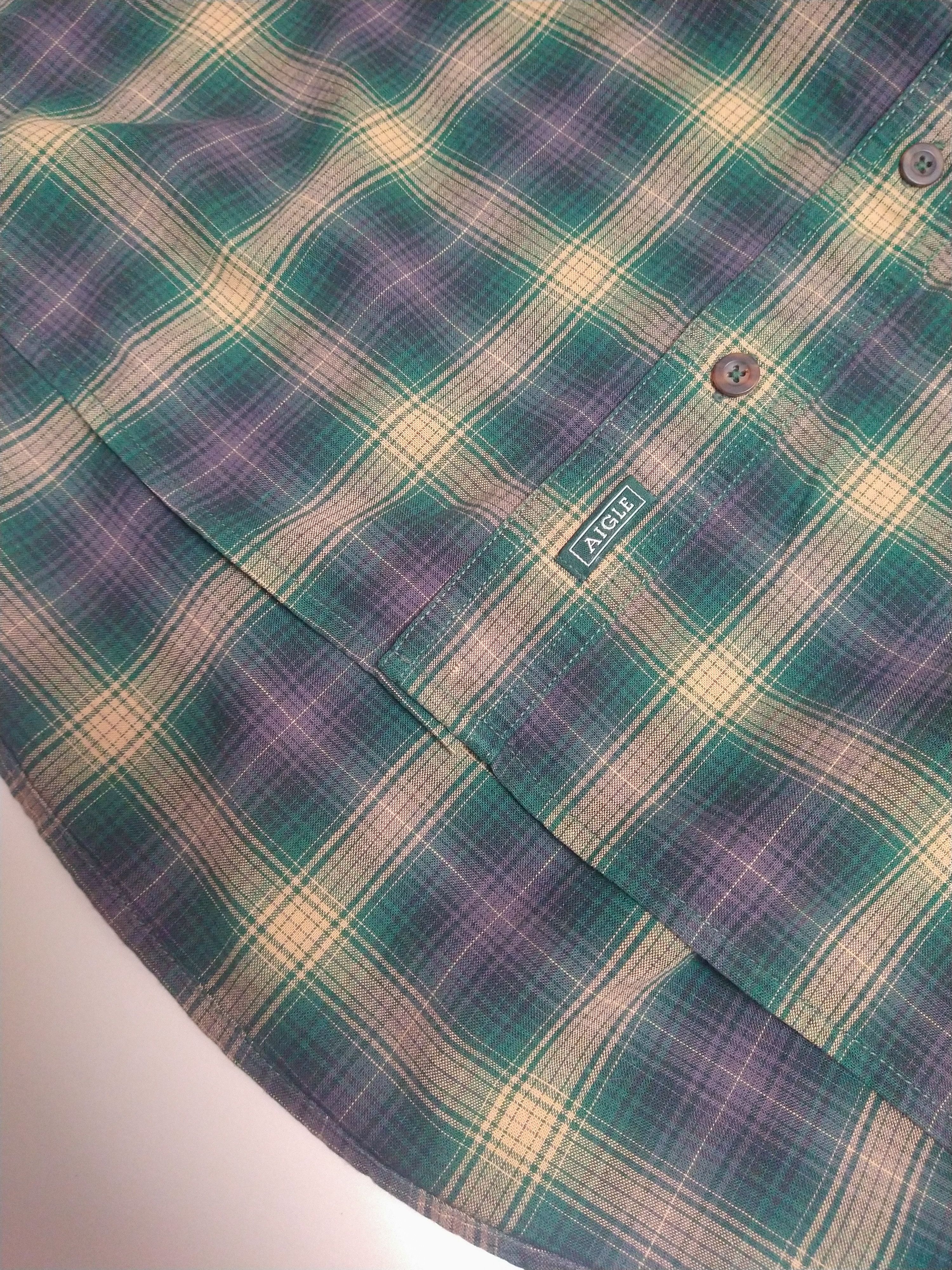 Aigle Aigle Button Shirt Top Plaid Check Flannel Outdoors France Size US XL / EU 56 / 4 - 4 Thumbnail