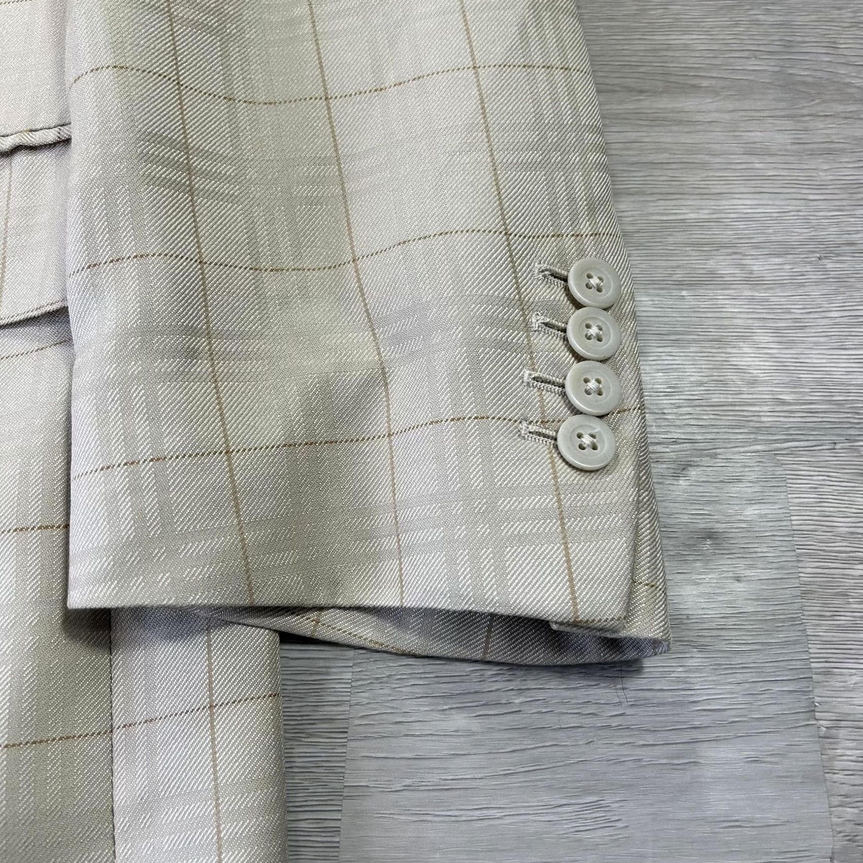 Vintage Coppley Black Label Blazer Mens 46 Beige Silk Wool Plaid Sport Coat Jacket Size 46R - 5 Thumbnail