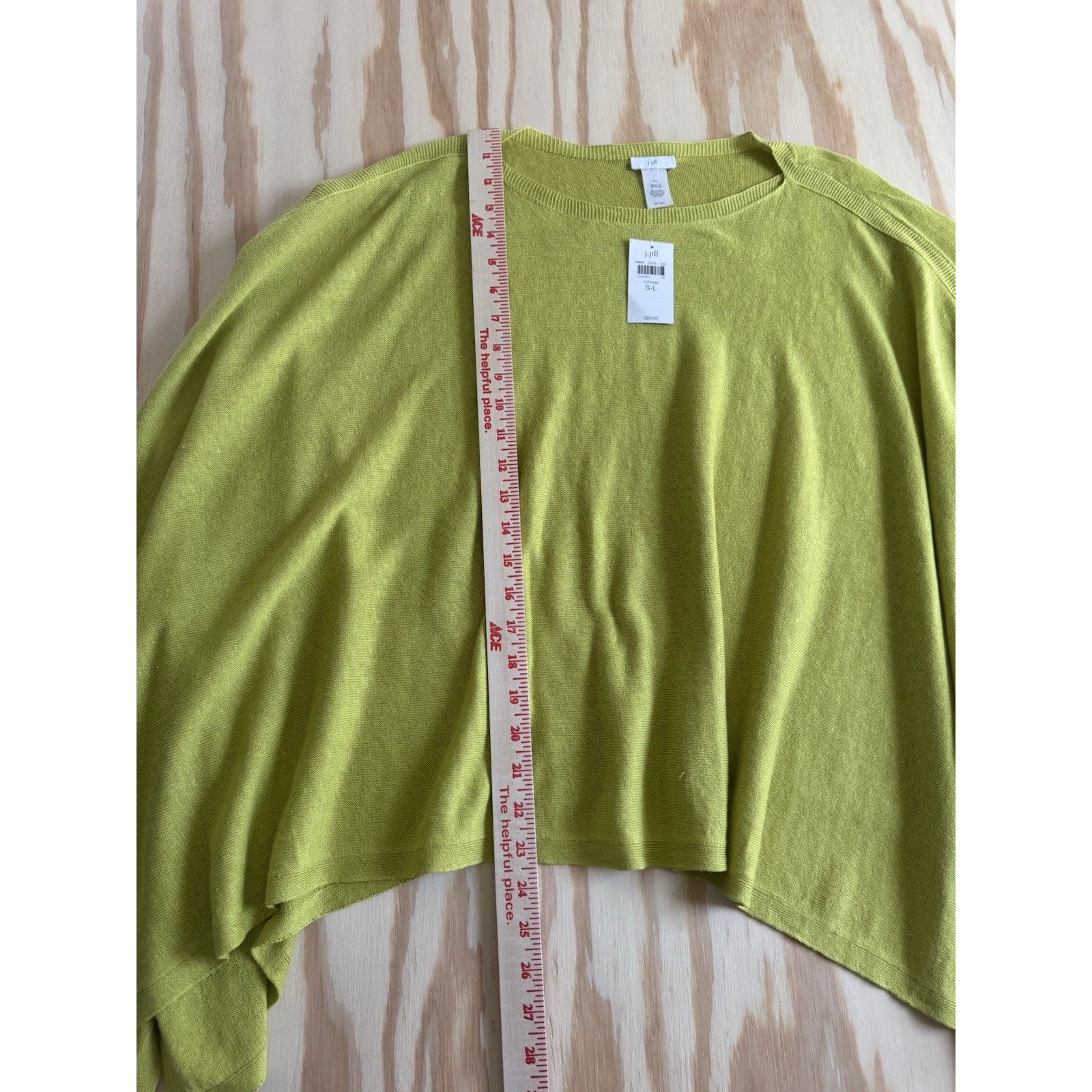 J. Jill J.Jill Citron Linen Blend Poncho Tassels Fringe Oversized Size ONE SIZE - 6 Thumbnail